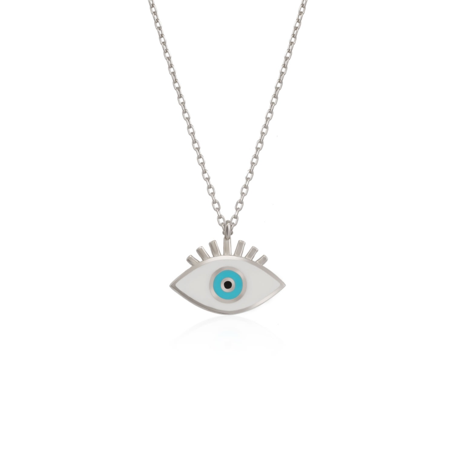 Spero London Women's Sterling Silver Evil Eye Eyelash Pendant Necklace - Silver