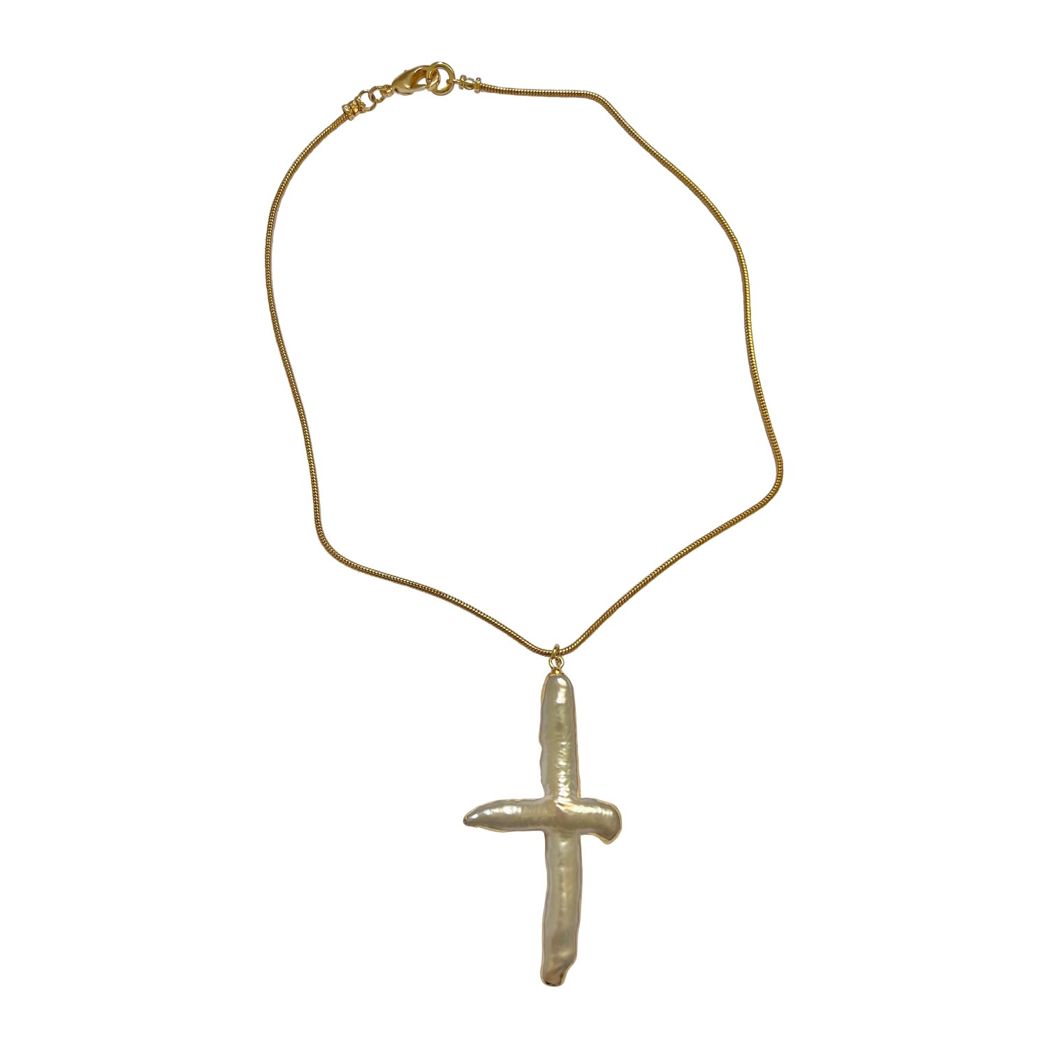 Women’s Gold / White Alessandra Pearl Cross Necklace Cocoatemyshoes