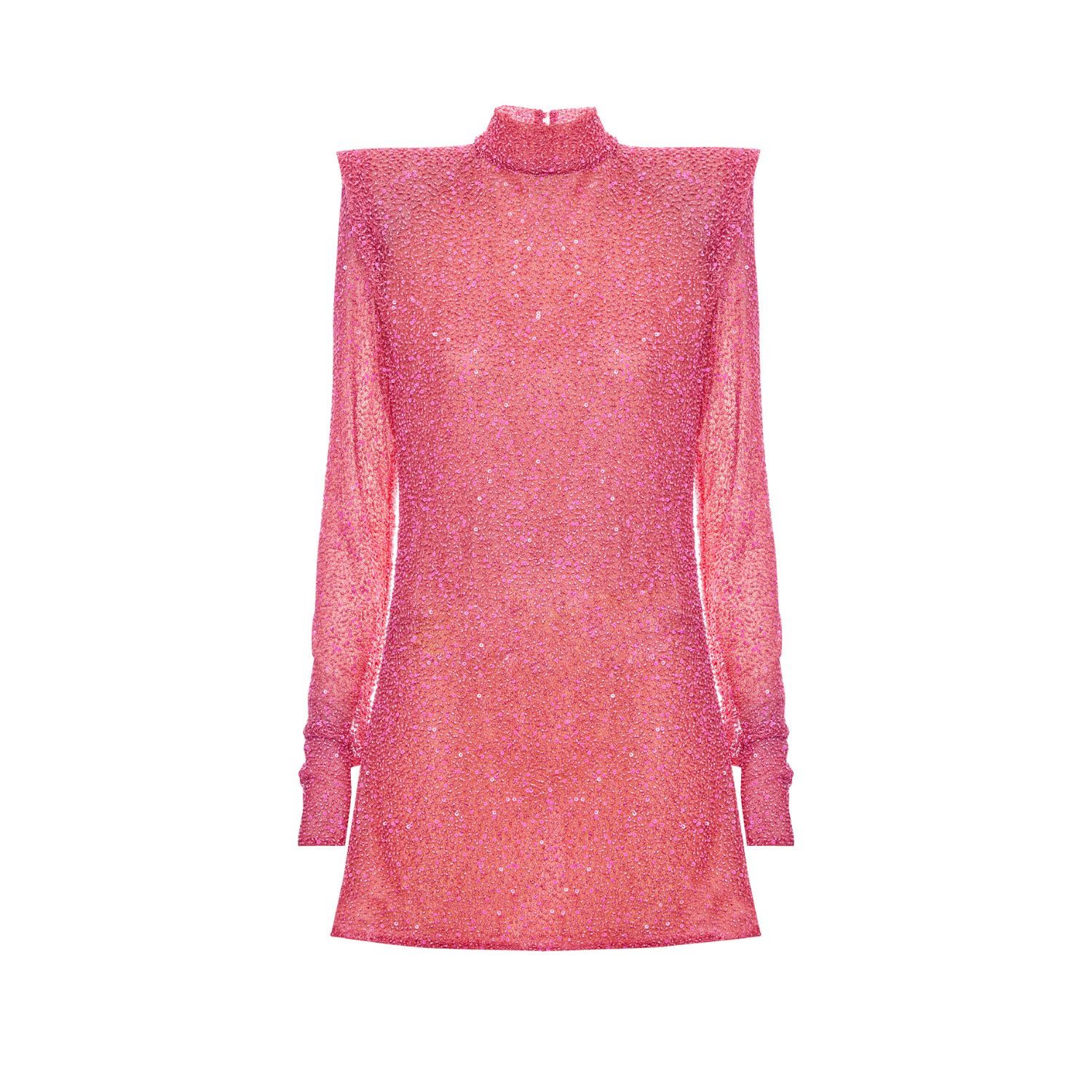 Women’s Pink / Purple Sequin Dress In Coral Pink Small Epuzer