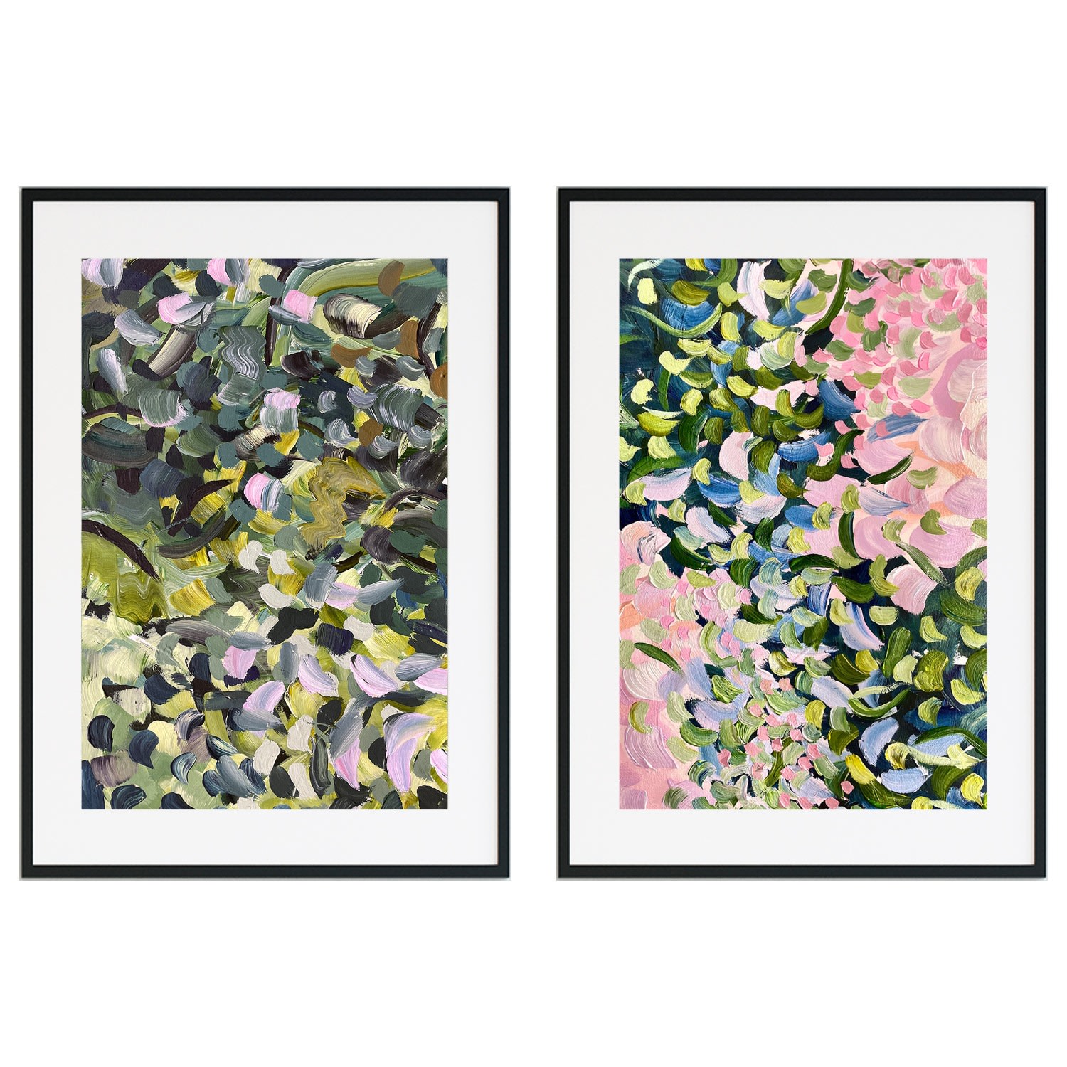 Pink / Purple Spring Blossom Garden - Large Print Pair Jessica Slack Studio