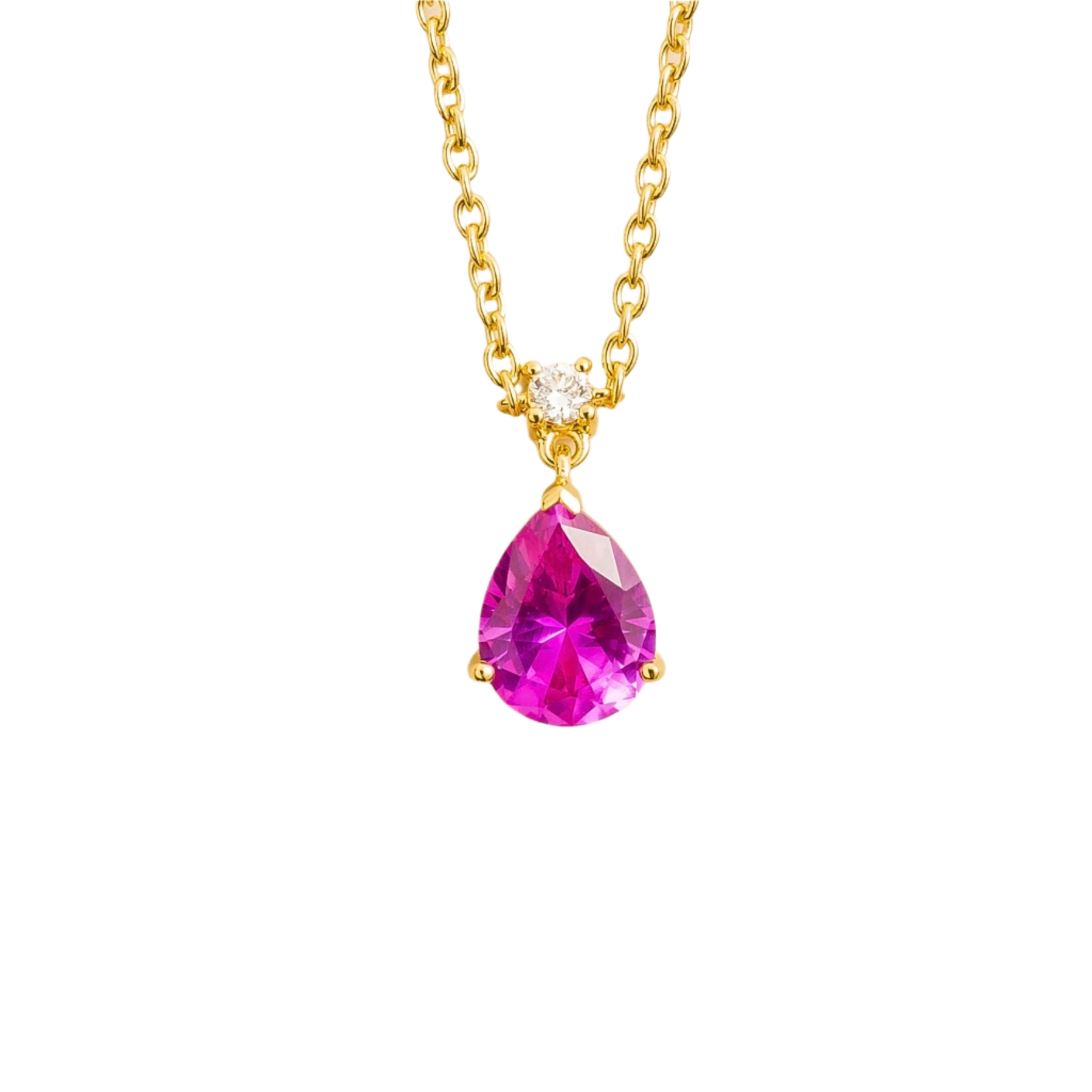 Juvetti Women's White / Gold / Pink Ori Medium Pendant Necklace In Vivid Pink Sapphire & Diamond Set In Gold