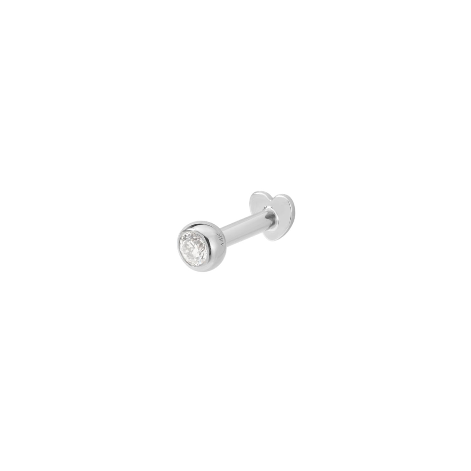 Vanchi Women's Silver 14k Solid White Gold Bezel Set Lab-grown Diamond Flat Back Stud In Silver