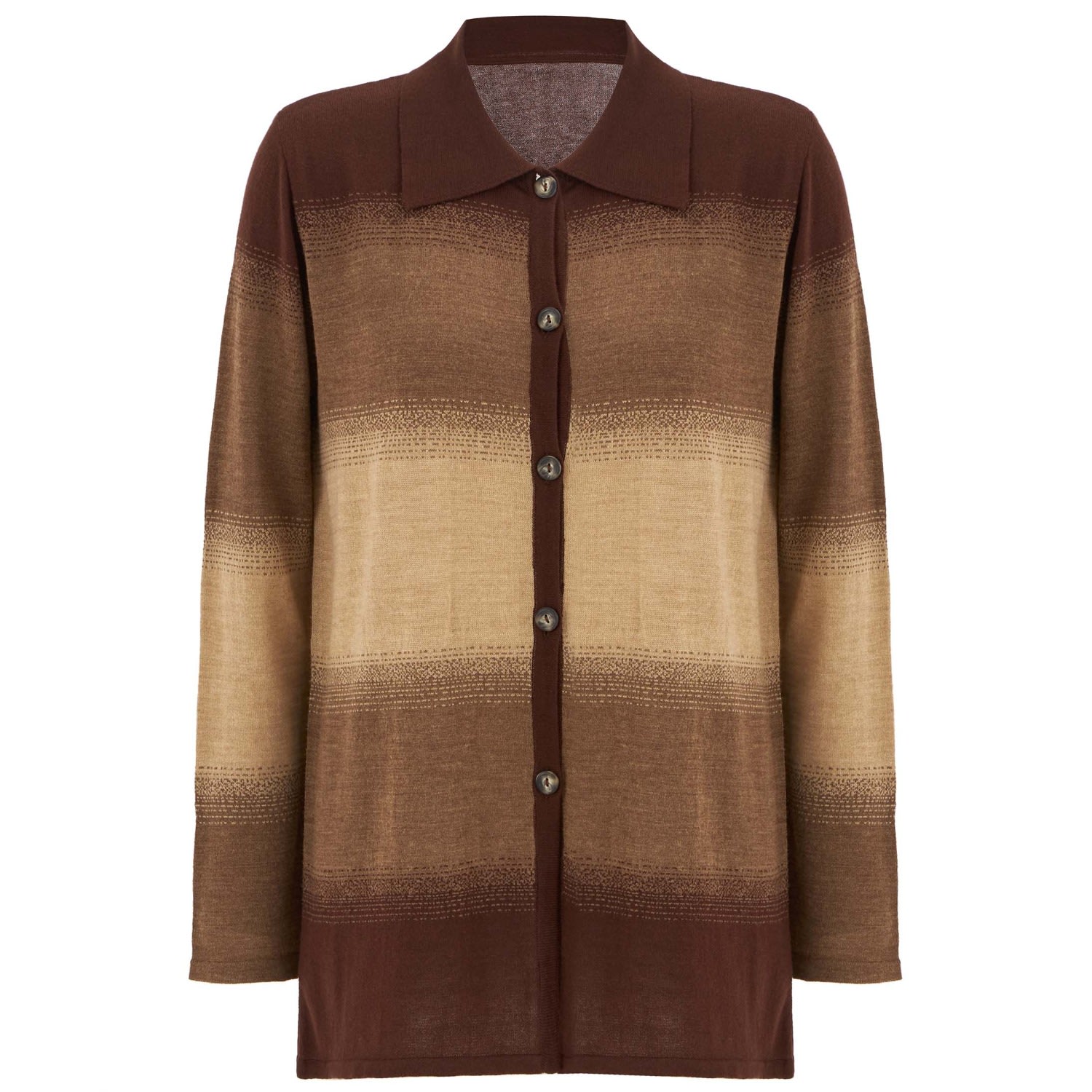 Peraluna Women's Polo-neck Color Transition Knitwear Cardigan - Multicolour