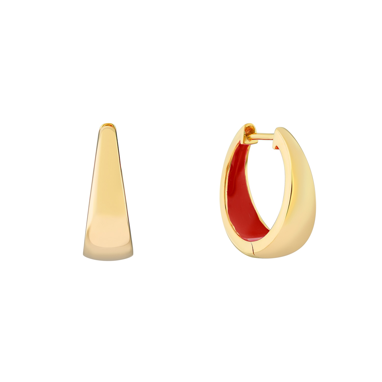 Women’s Gold / Red Havana Tomato Red Enamel & Gold Huggie Hoop Earrings | Auree Jewellery