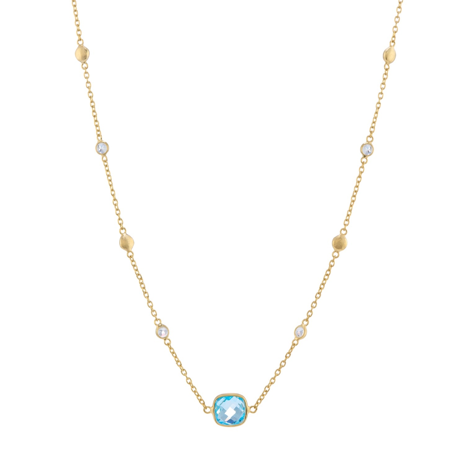 Auree Jewellery Women's Gold / Blue Iseo Blue Topaz Gemstone & Gold Vermeil Necklace In Multi