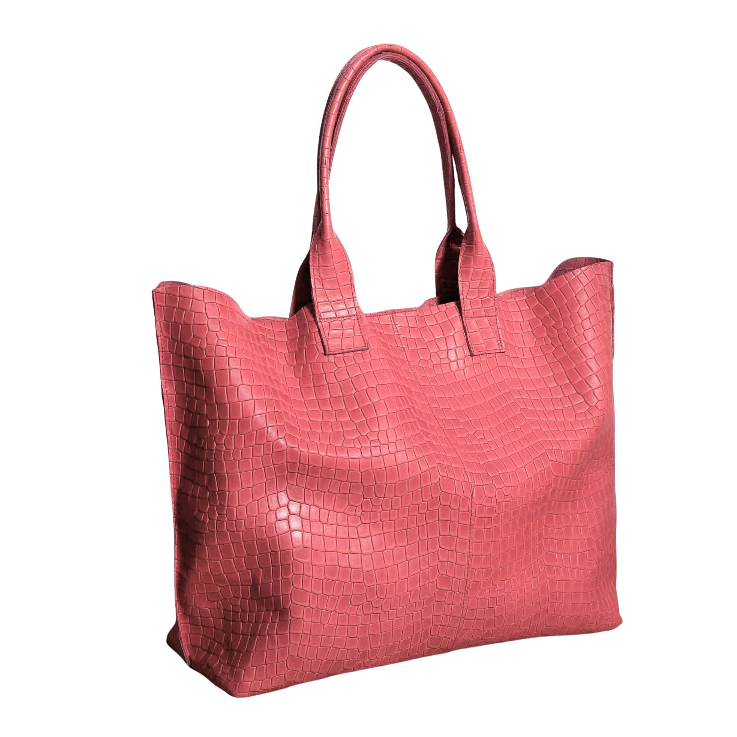 Juan-jo Women's Red Coral Croc Embossed Extra Large Tote Bag - Maxi