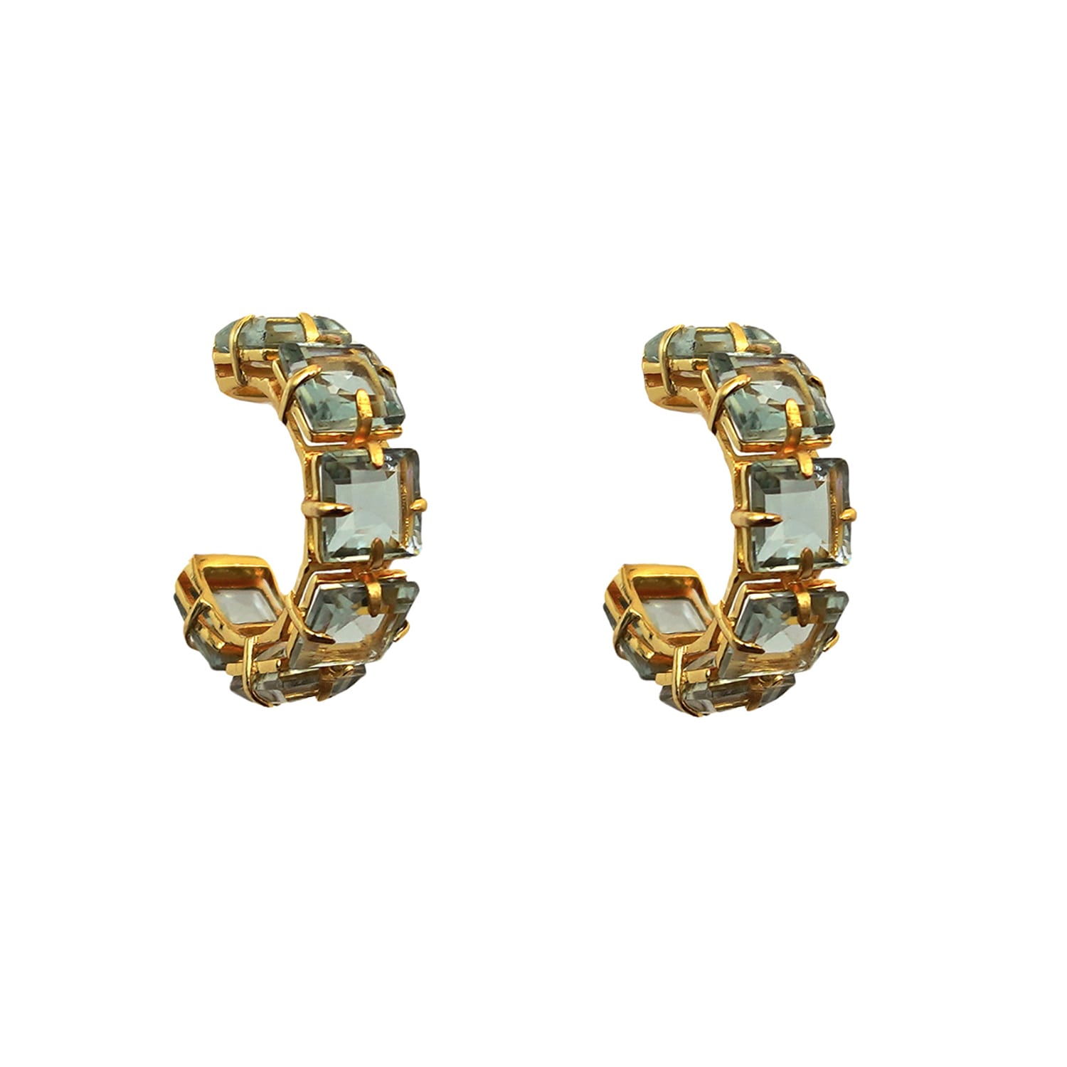 Bounkit Women's Green / Gold Alanna Hoops Green Amethyst Pierced
