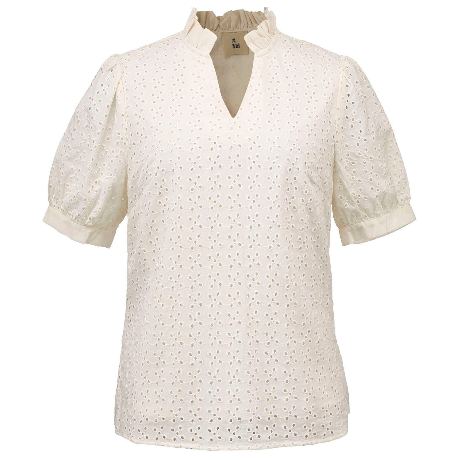 Smart And Joy Women's Eyelet Cotton Lace Loose Blouse -white In White