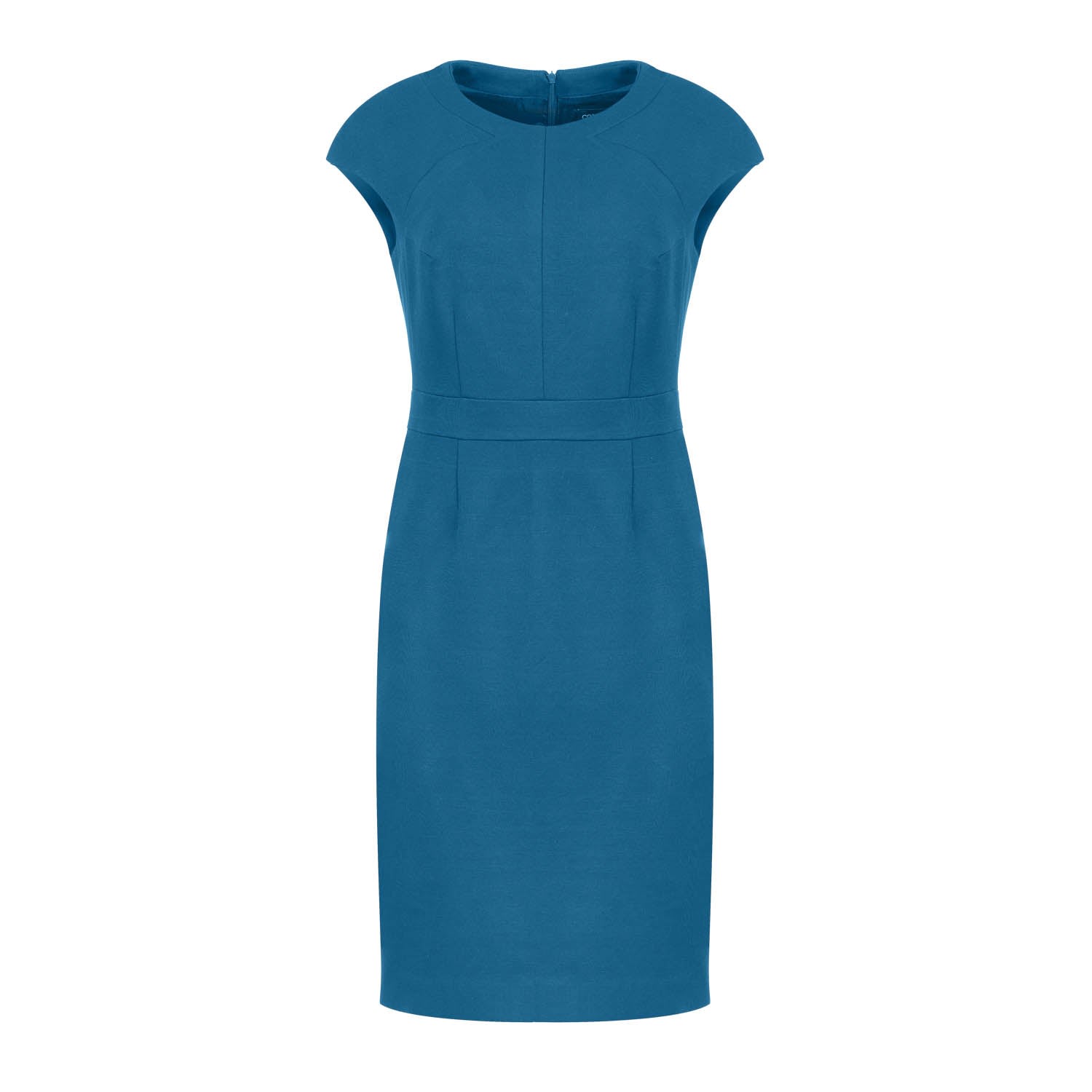 Women’s Fitted Petrol Blue Dress With Cap Sleeves By Conquista. S