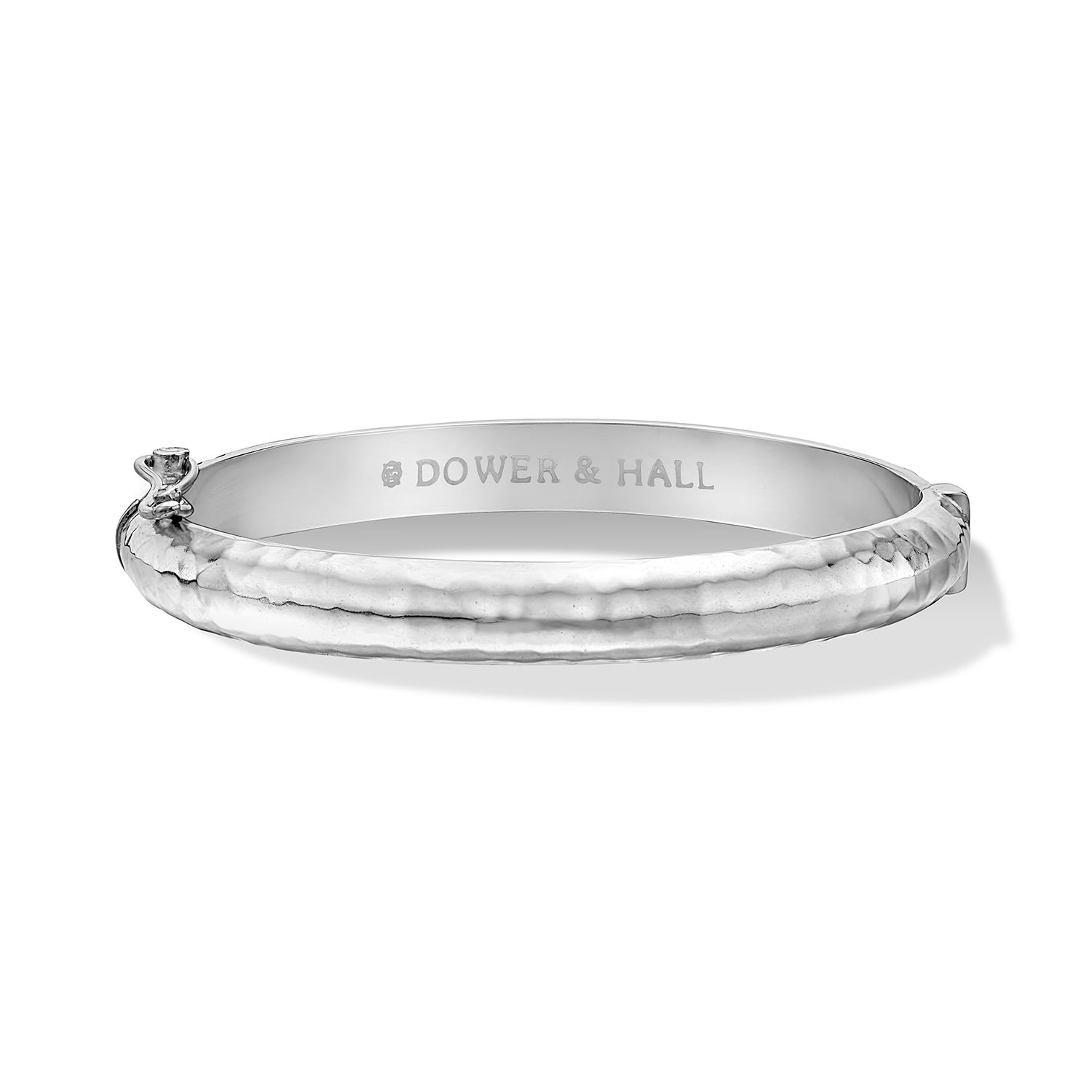 Dower & Hall 6mm Hinged Hammered Silver Nomad Bangle In Metallic