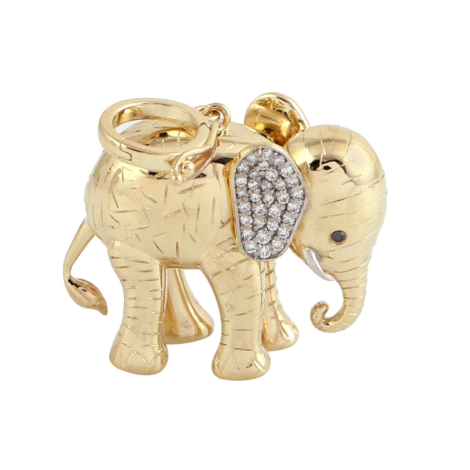 Artisan Women's Gold / White / Black 18k Yellow Gold Diamond Elephant Charm Pendant – Symbol Of Wisdom & Goo In Multi