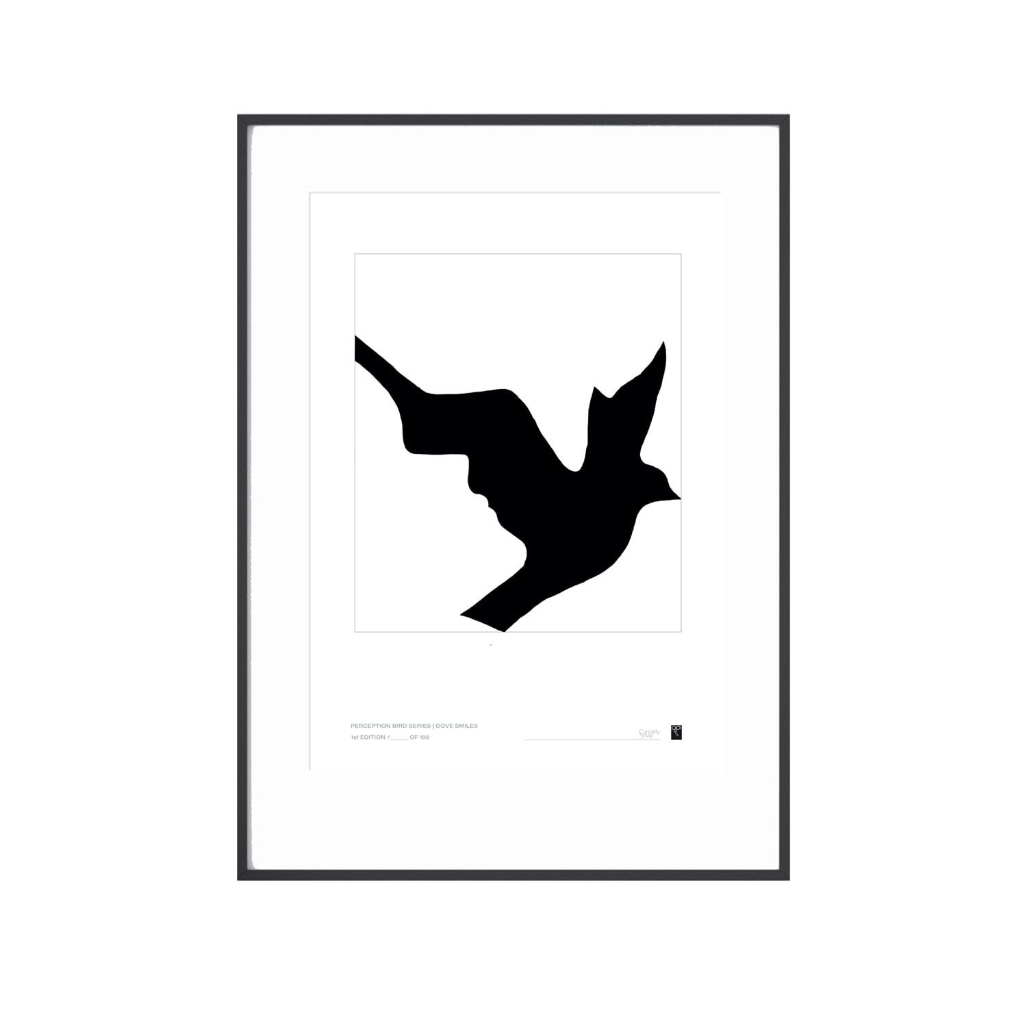 Black / White Abstract Bird Series - Dove Smiles - Black Curiosity Snug