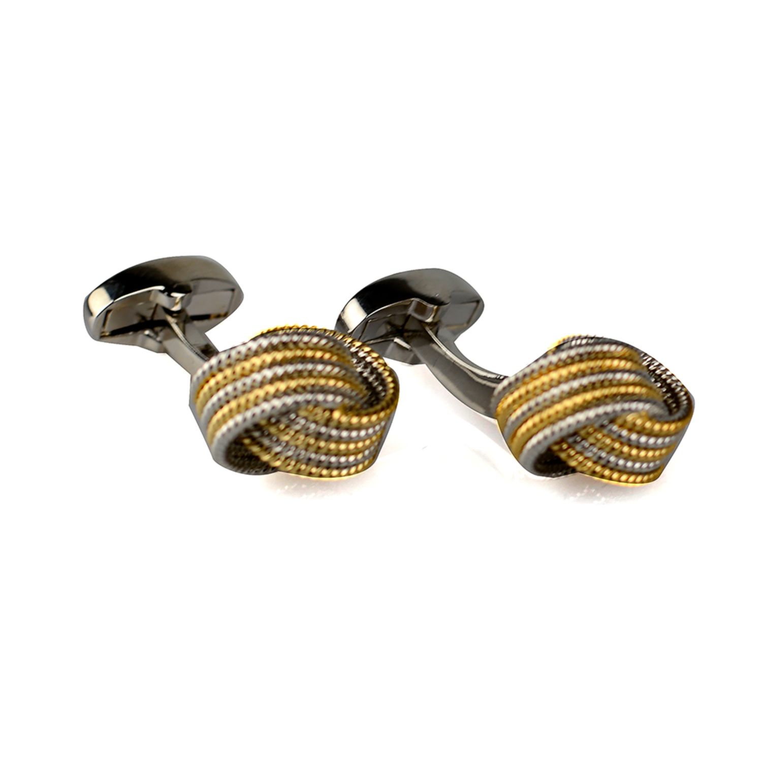 David Wej Men's Gold / Silver Knotted Cufflinks - Gold & Platinum