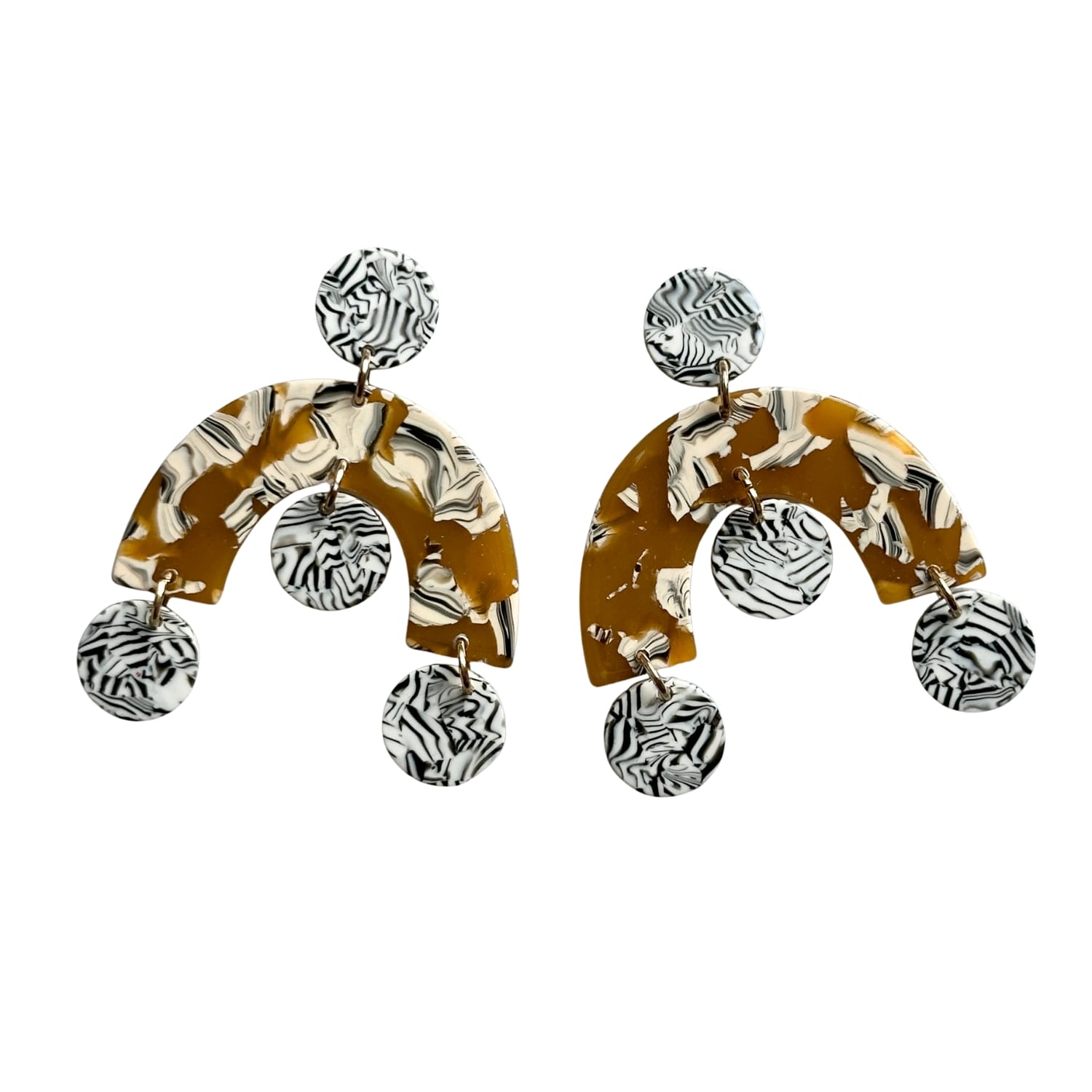 Closet Rehab Women's Black / White / Yellow Arch Drop Earrings In Pittsburgh Pride In Metallic
