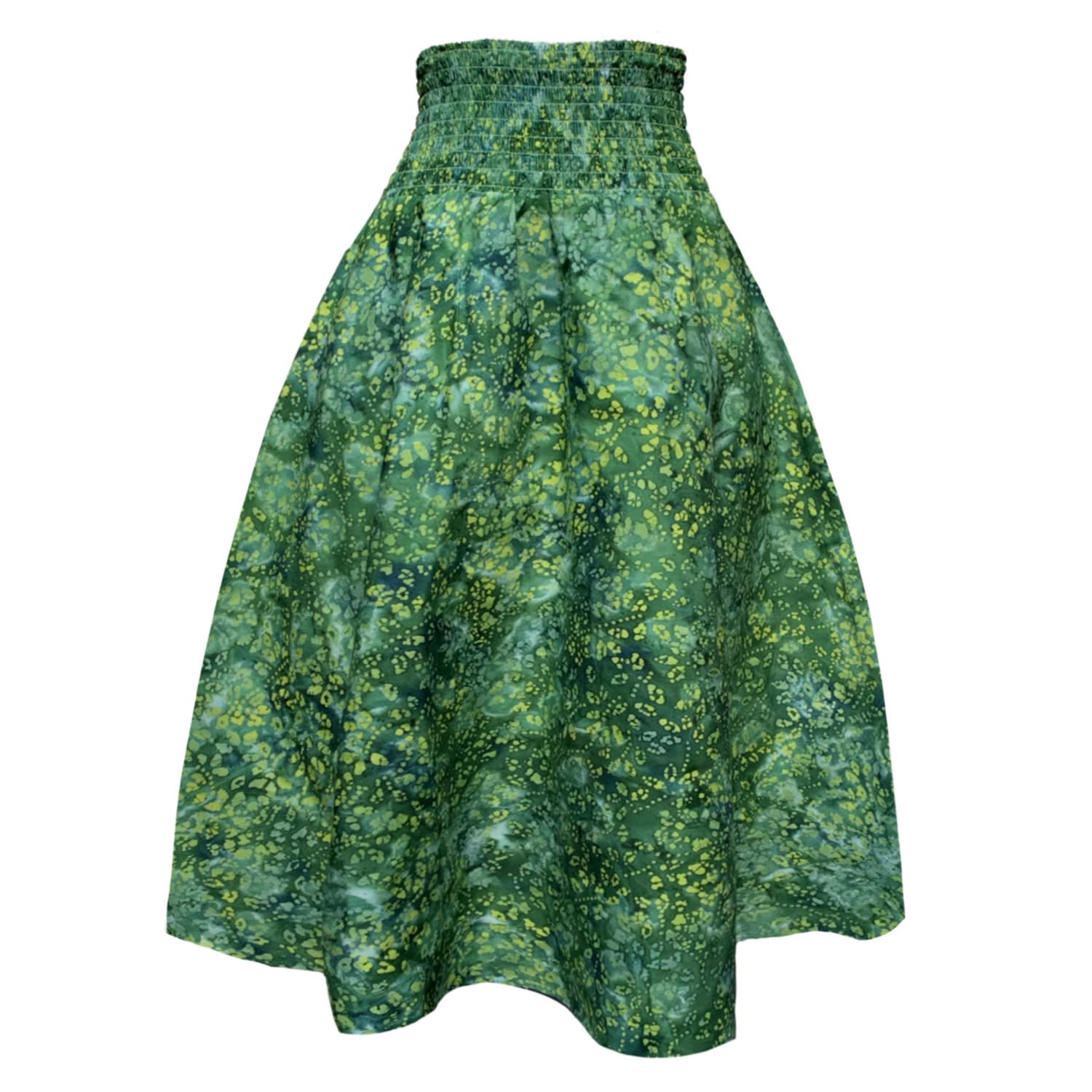 Women's Green Orchid Midi Skirt In Forest Print With Pockets | Extra Large | Frock Tales