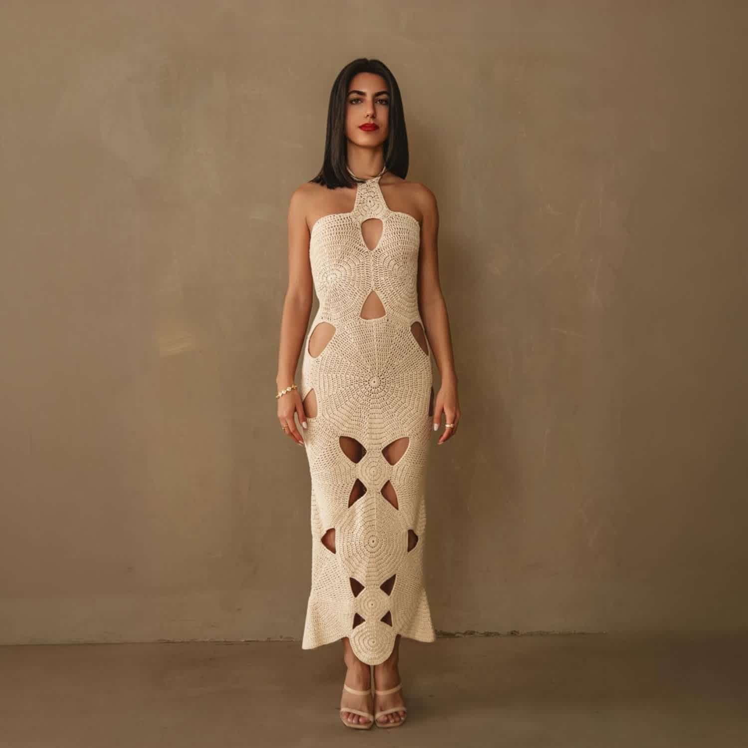 knitted cut out dress Heavy Rib Knit Maxi - Black America Size:16 women’s clubwear dress Windsor Paige Rhinestone Formal stretchy fabric allows room