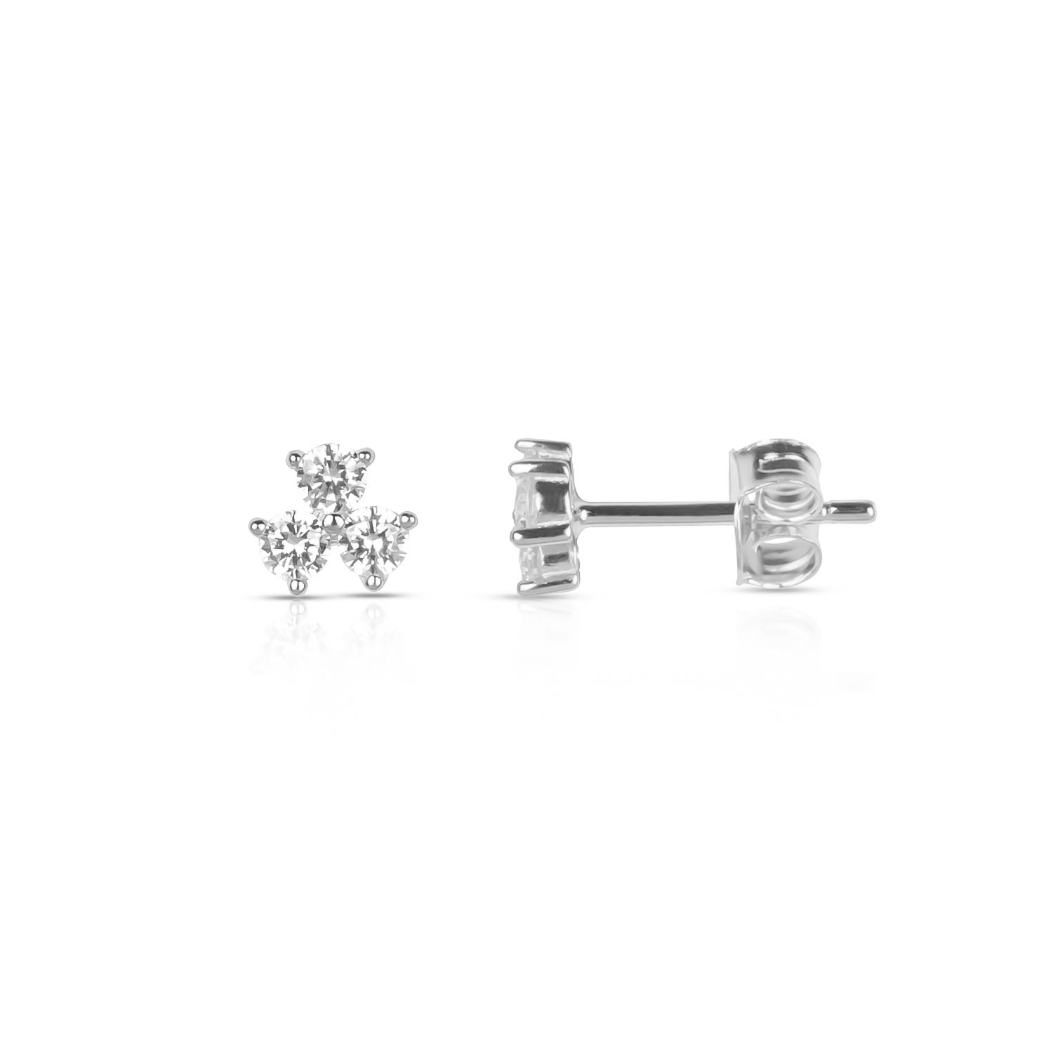 Ep Designs Women's Silver Triple Mini Stud Earring In Silver
