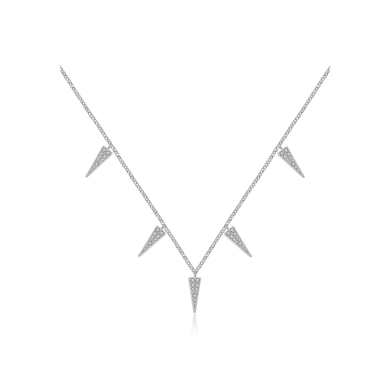 Women’s 18K White Gold Triangle Shape Diamond Necklace Choker Genevieve Collection