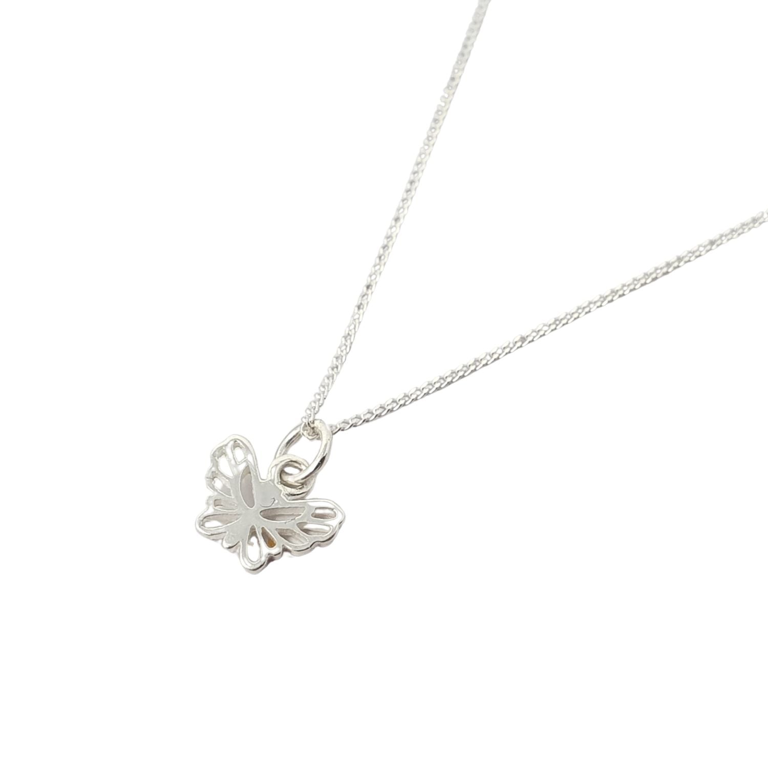 Harfi Women's Dainty Butterfly Charm Sterling Silver Necklace In Silver