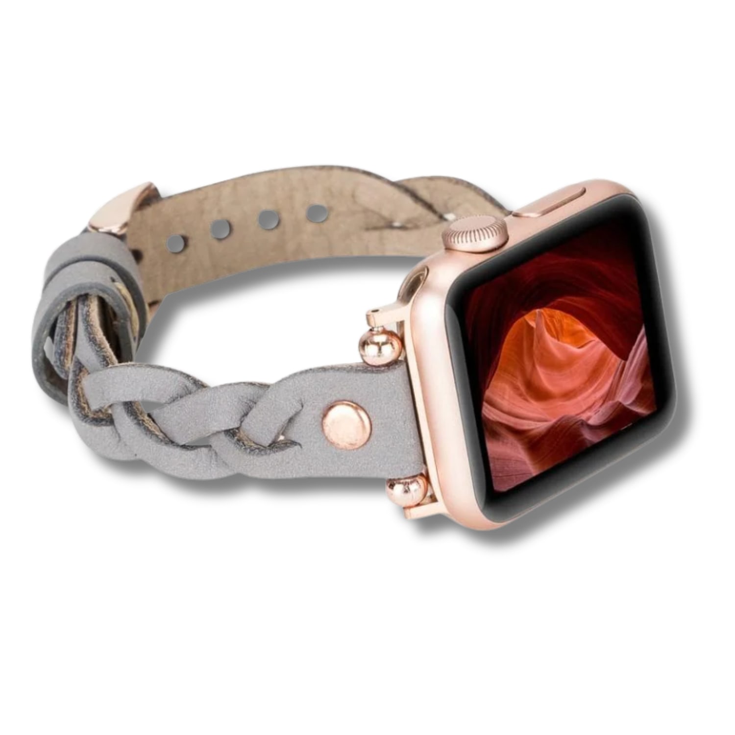 Leathere Women's Apple Watch Braided Band - Grey - Chico In Gold