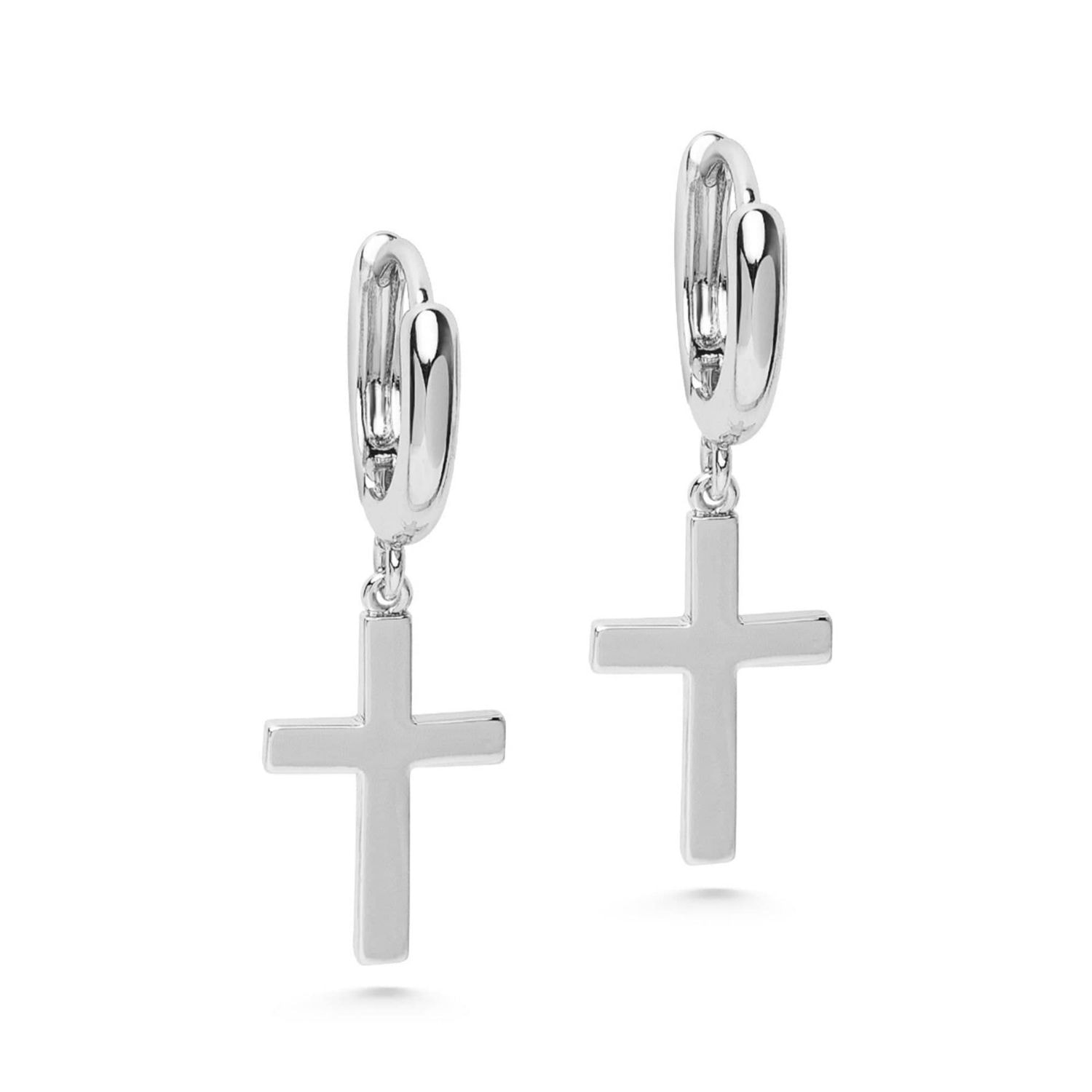 Nialaya Men's Small Cross Earrings In Silver