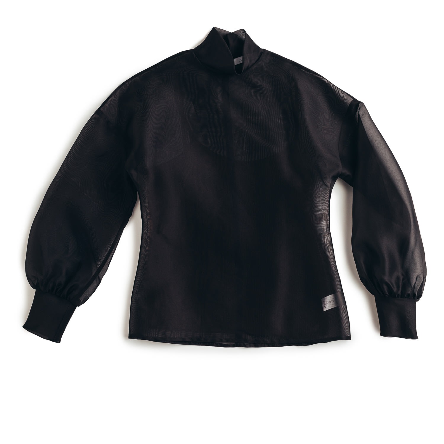 Mionè Women's Silk Organza Blouse With High Neck Black