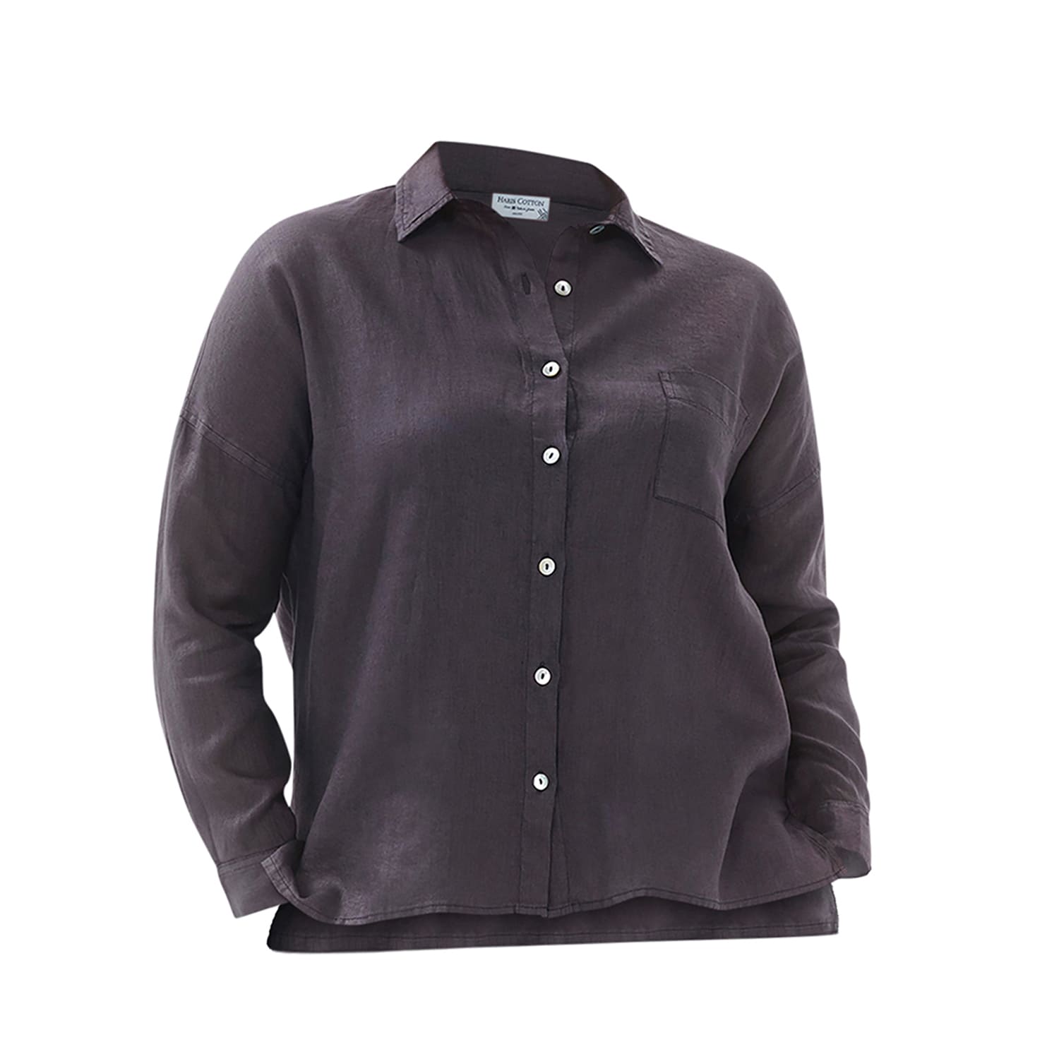 Haris Cotton Women's Grey Solid Drop Shoulder Linen Shirt Iron In Grey