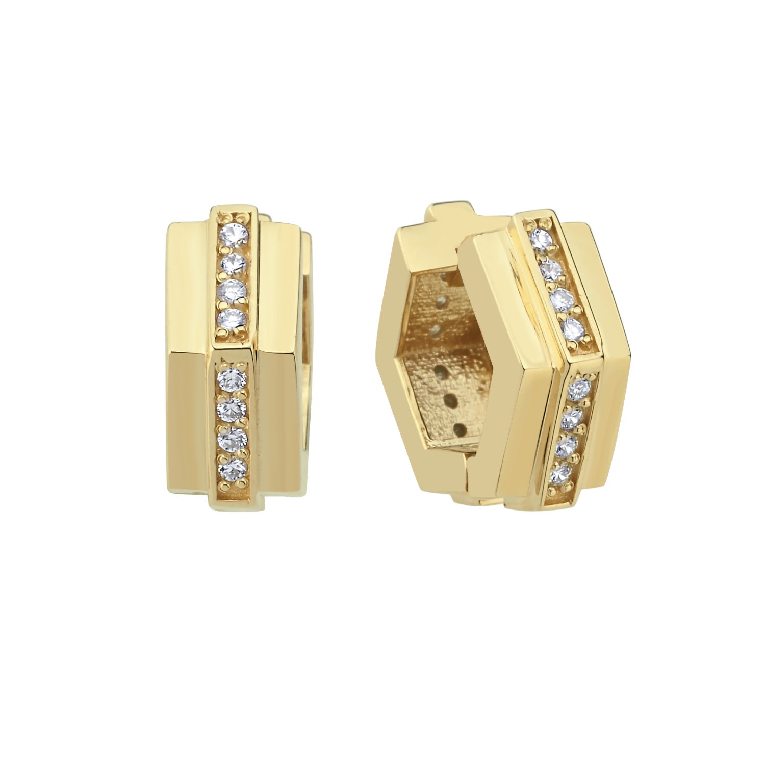 Dime Tribe Men's Gold Earrings With Diamonds