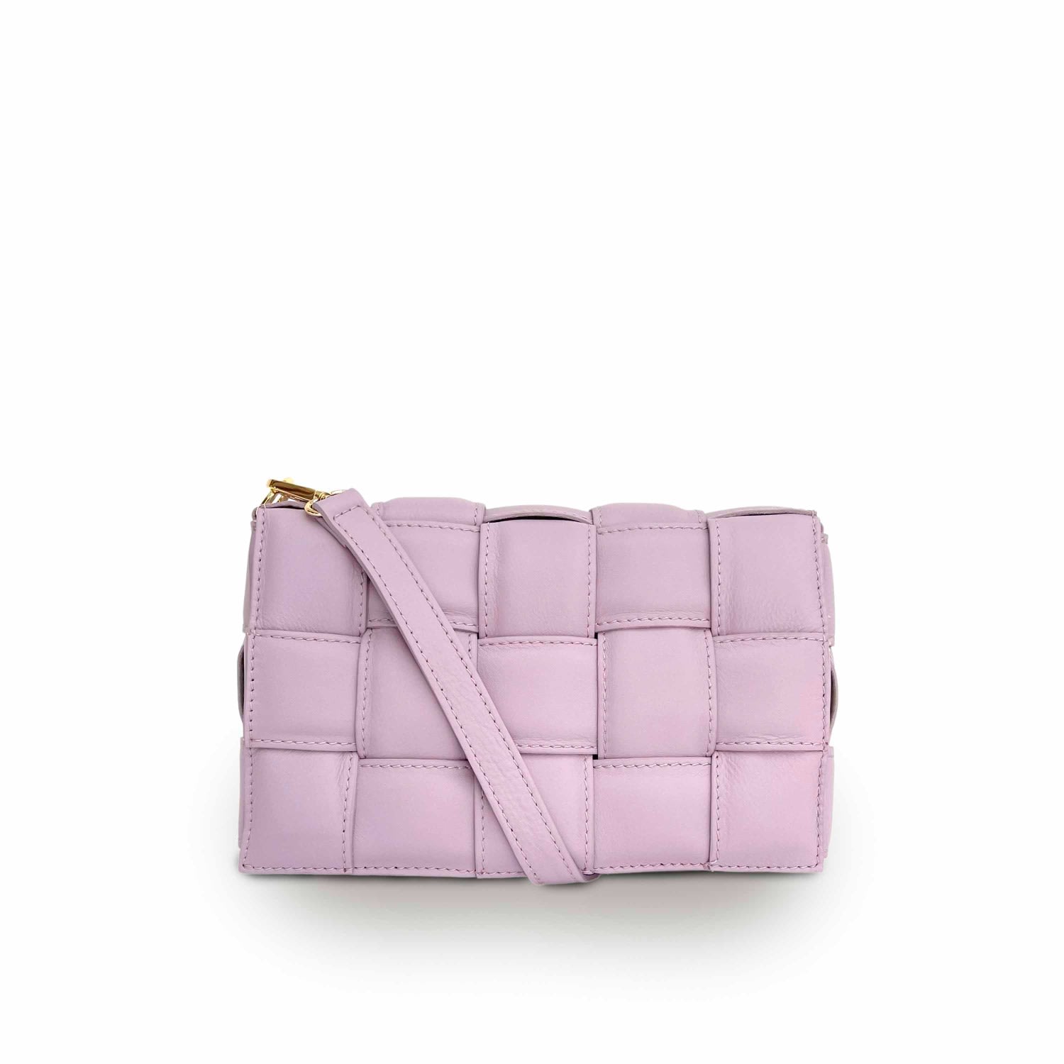 Apatchy London Women's Pink / Purple Lilac Padded Woven Leather Crossbody Bag In Pink/purple