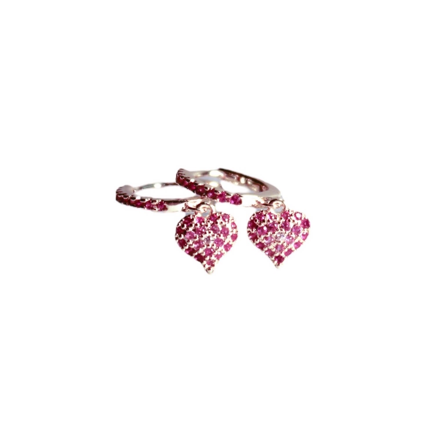 Women’s Pink / Purple Queen Of Heart Huggie Earrings- Pink Native Gem