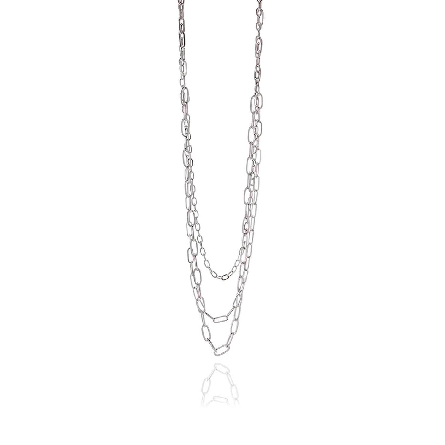 Georgina Jewelry Women's Three In One Long Silver Chain Necklace In Gray