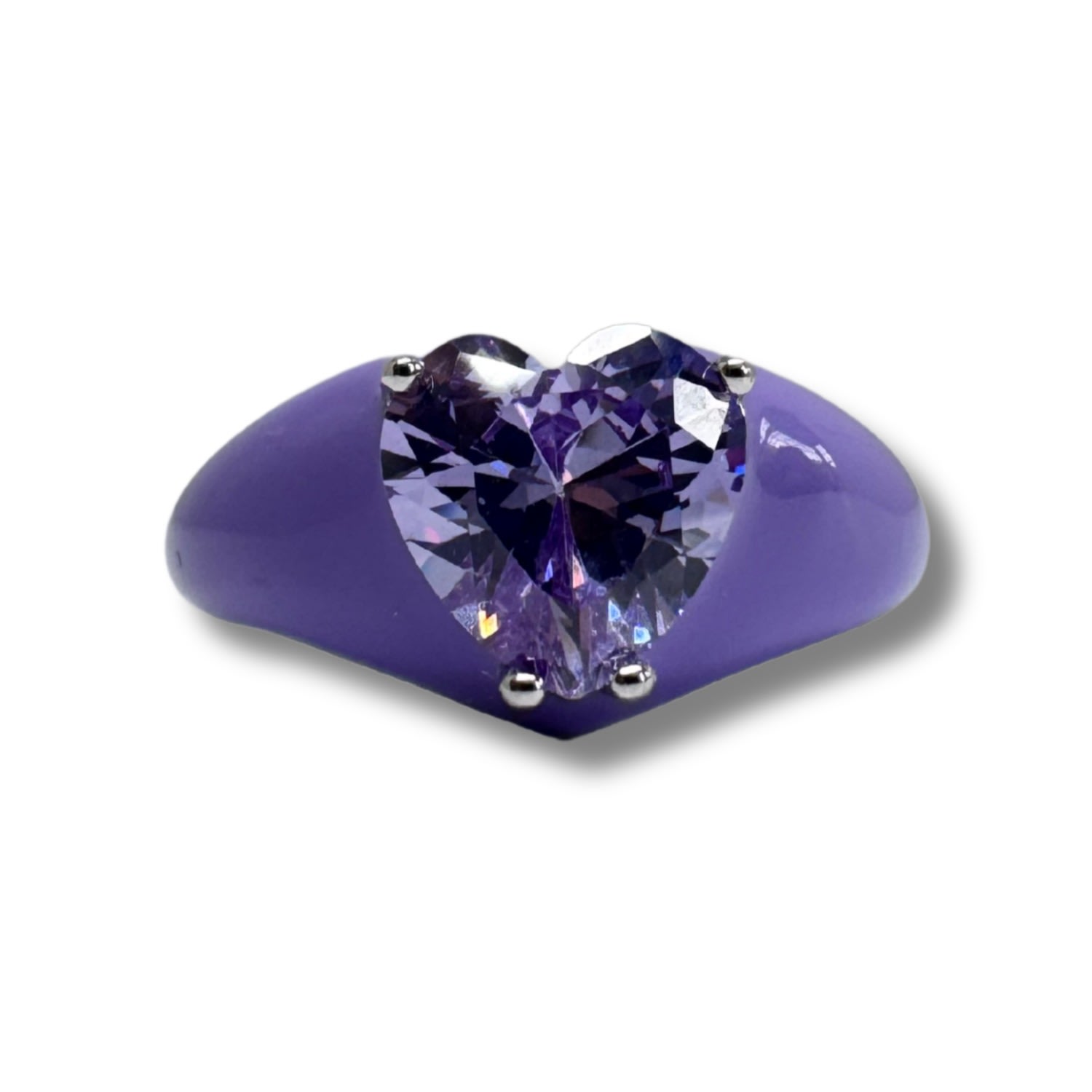 Black And Wild Women's Purple Enamel Heart Crystal Ring In Purple