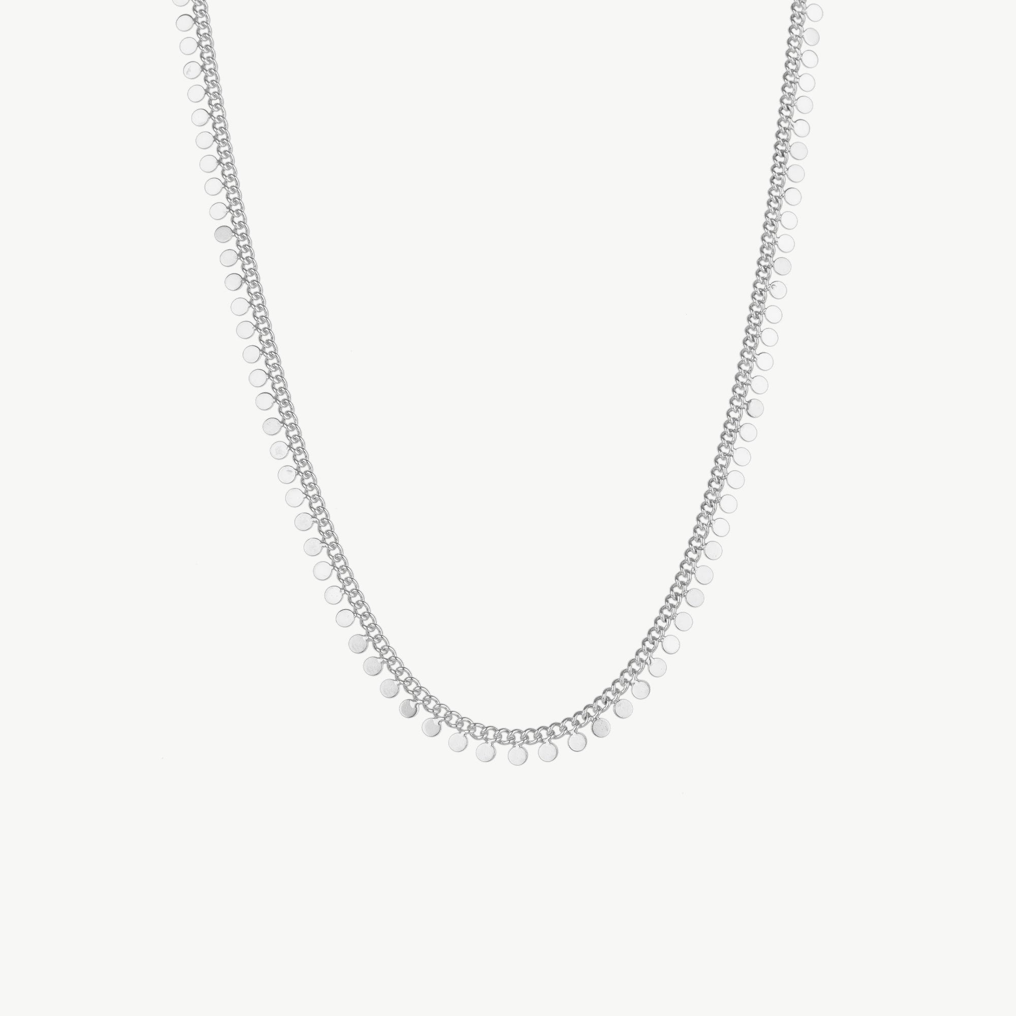 Mejoma Women's Ethereal Gleam Silver Disc Charm Necklace