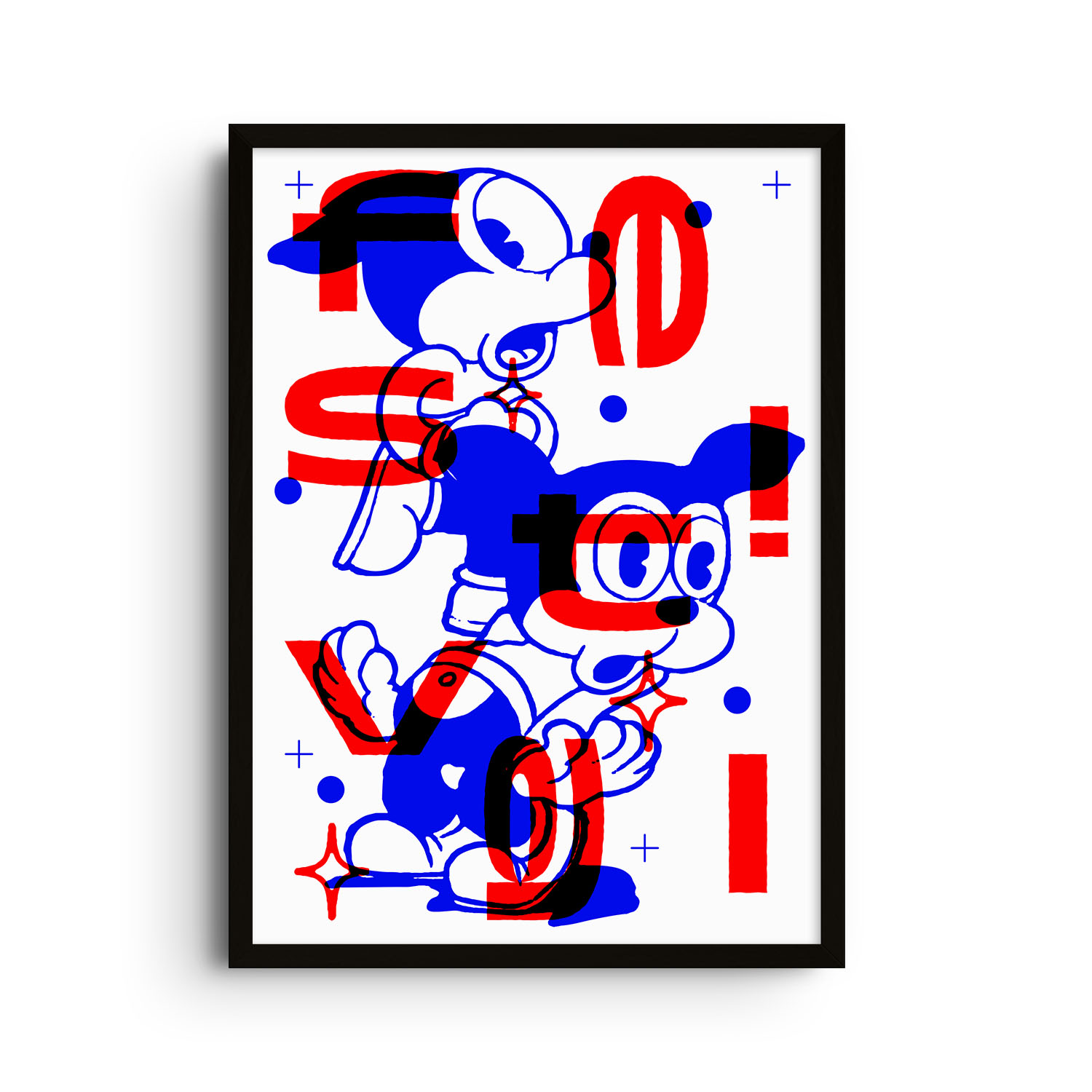 East Side Studio London Blue / Red Festival - Giclee Fine Art Print - Small In Blue/red