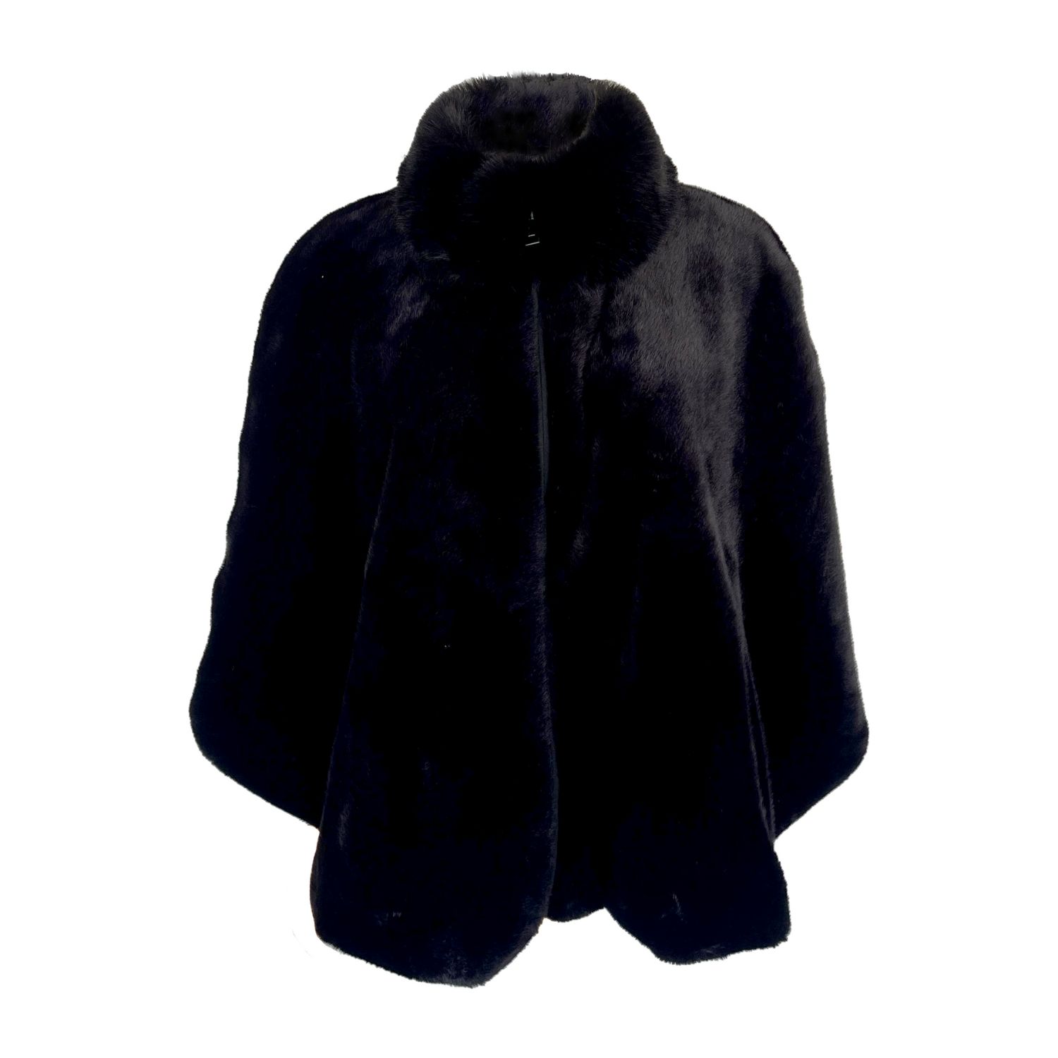 Women's Elba Ecofaux™ Fur Cape In Black | One Size | Nina Nieves