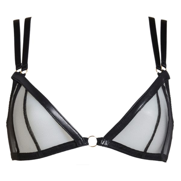 Something Wicked Women's Black Nina See Through Mesh & Leather Bra
