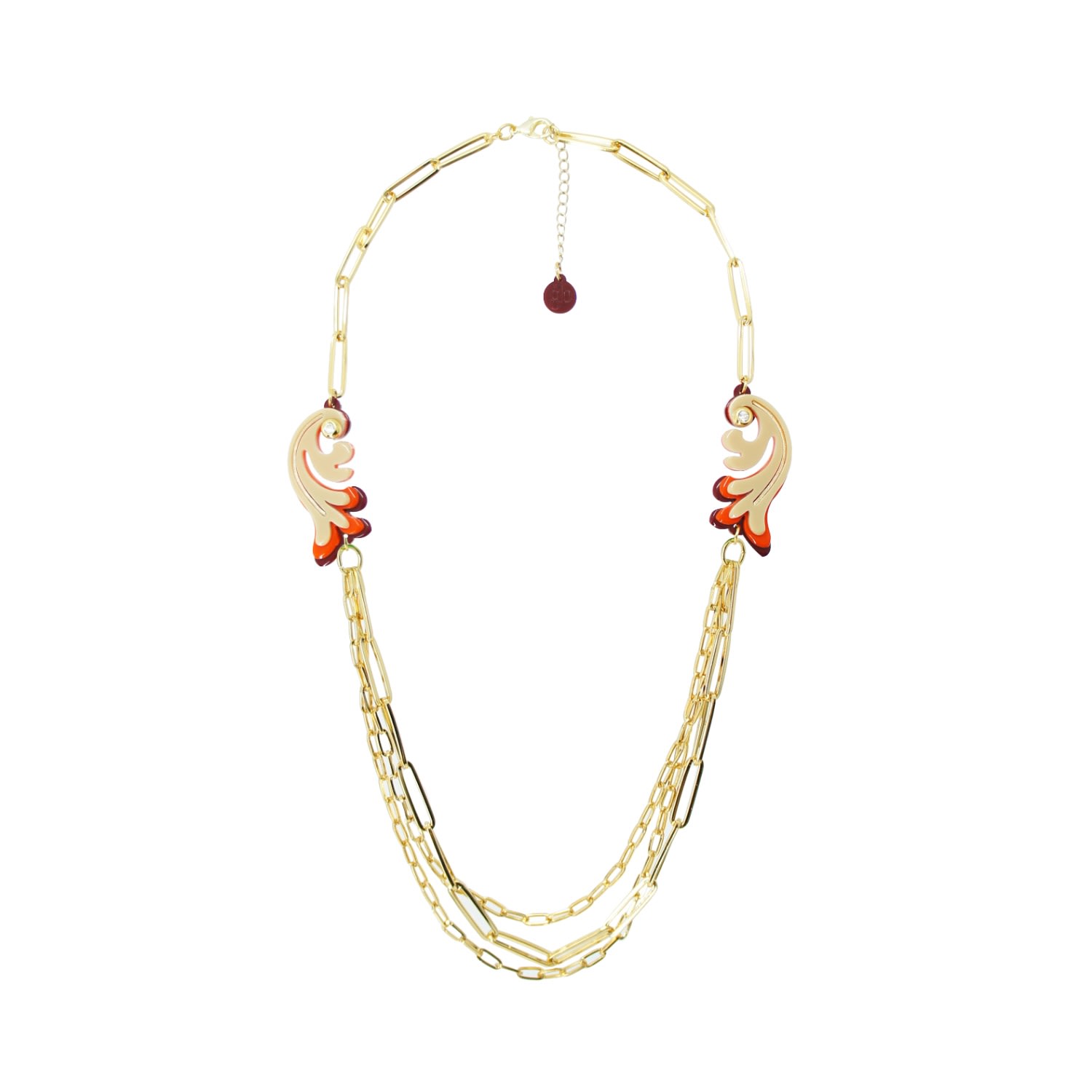 Gissa Bicalho Women's Pink Acrylic Handmade Necklace Rosebush Kahki In Gold