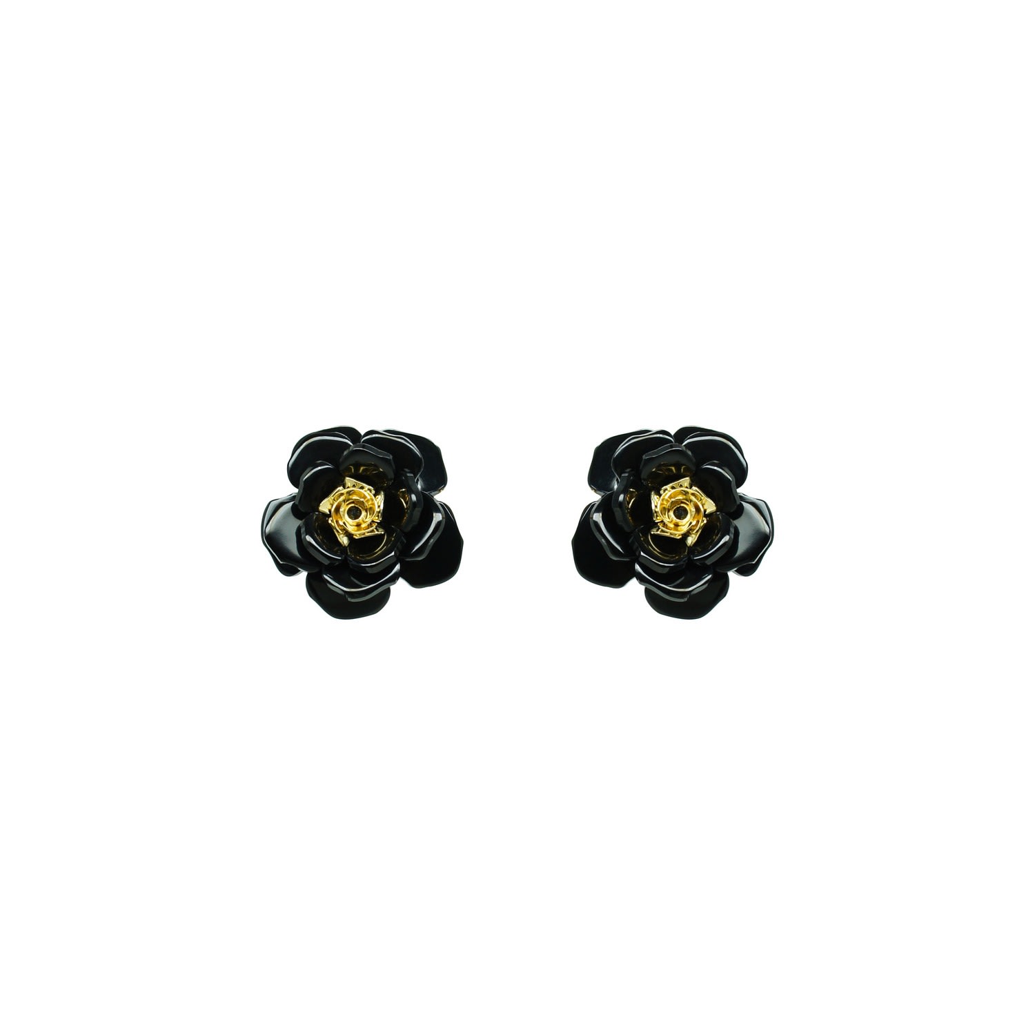 Gissa Bicalho Women's Handmade Acrylic Earring Open Rose - Black