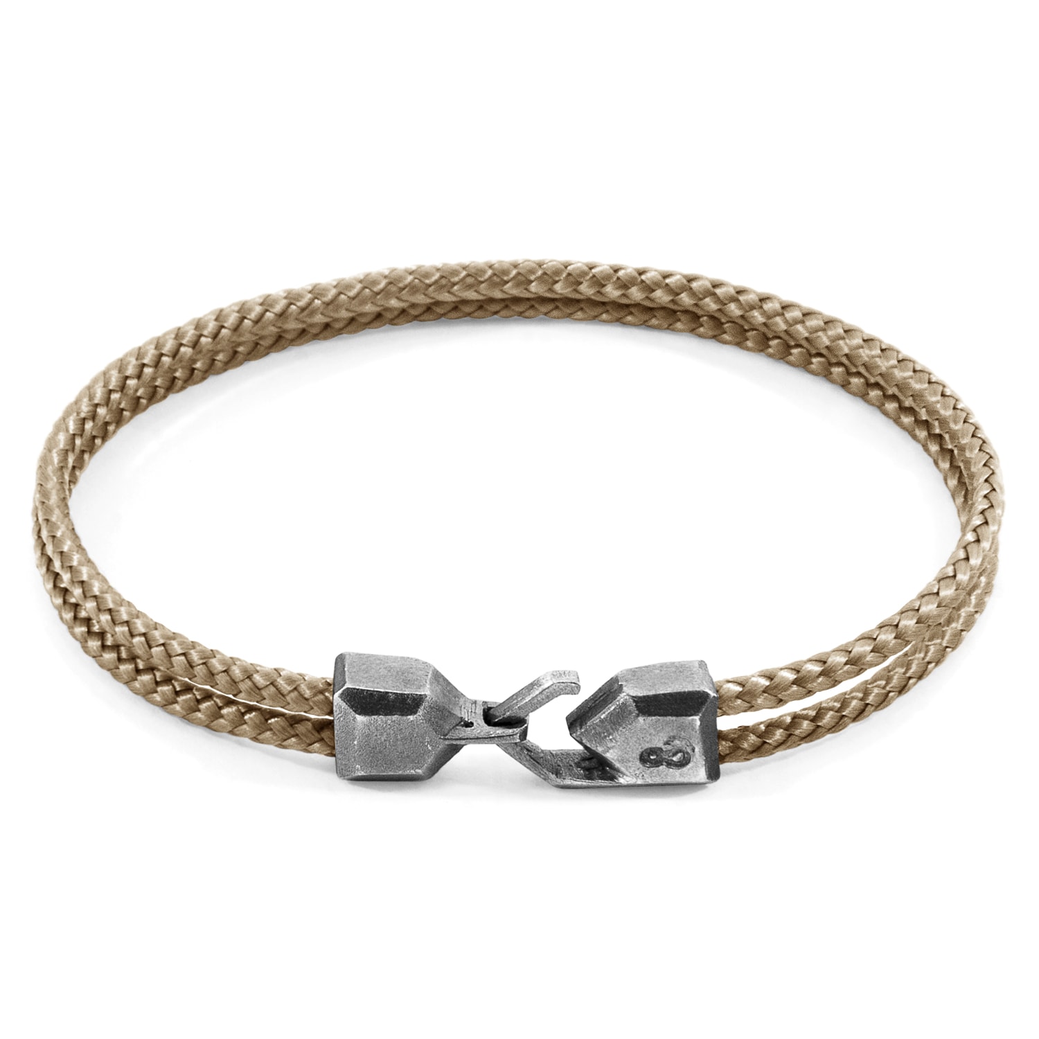 Men’s Sand Brown Cromer Silver & Rope Bracelet Anchor & Crew