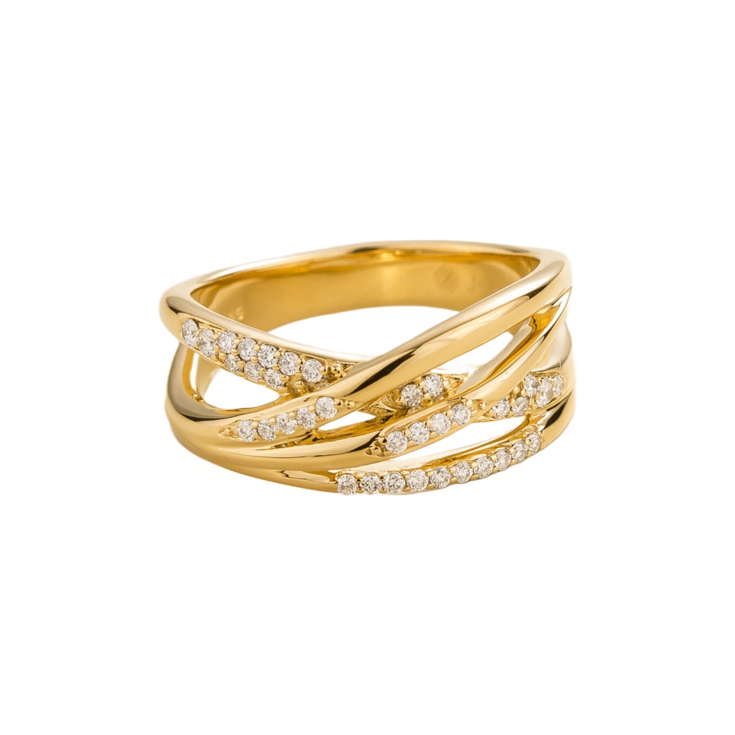Juvetti Women's Gold / White Val Ring In Diamonds Set In Gold In Multi