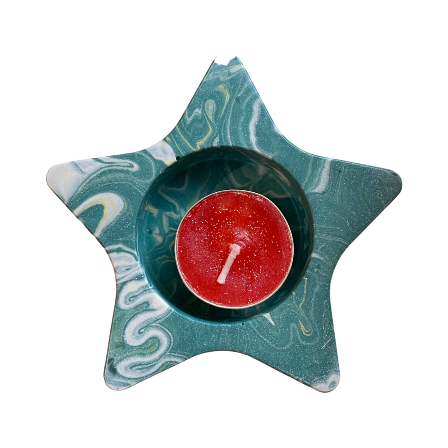 By Shax Large Starry Tealight Holder - Green In Green