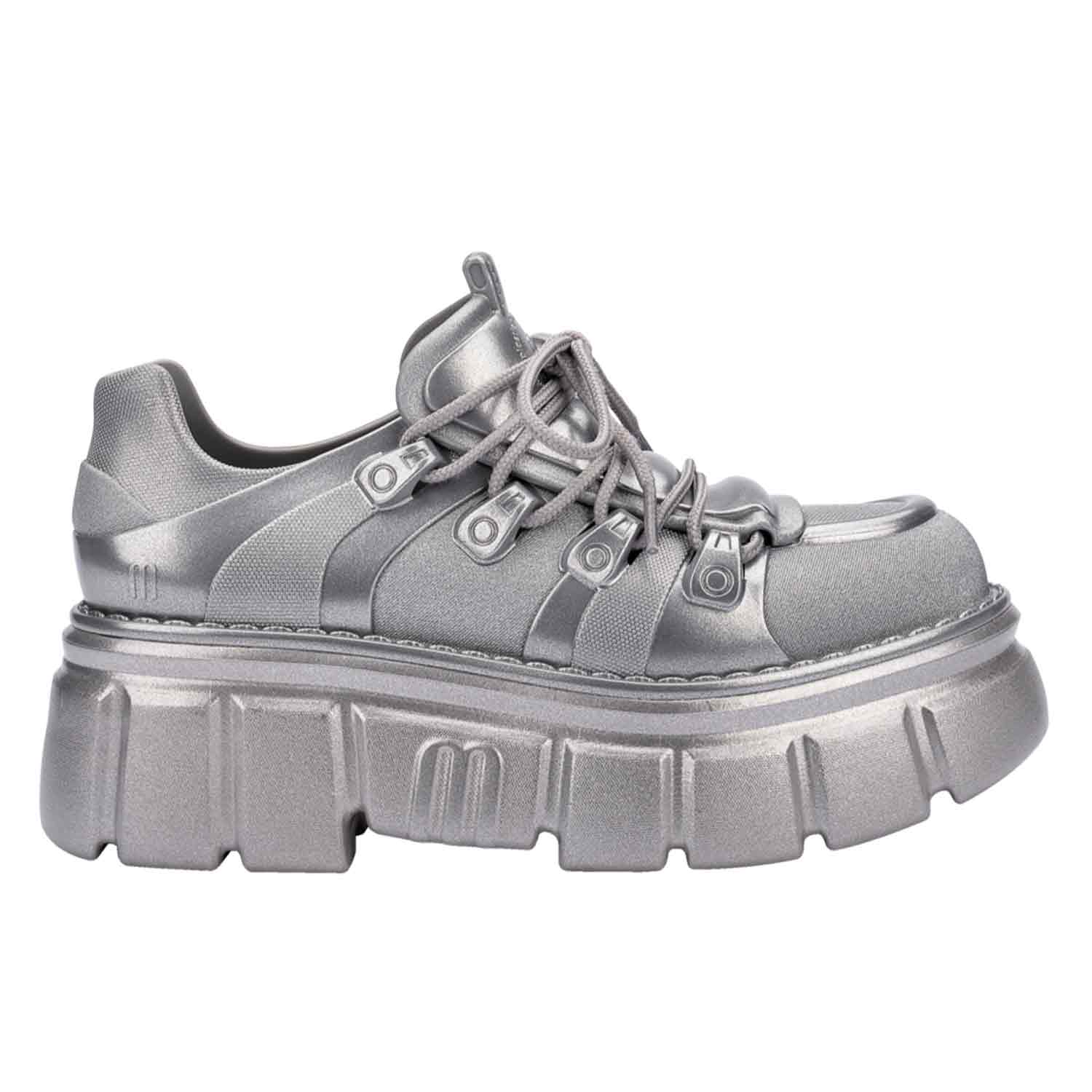 Melissa Women's Rebel Platform Combat Boot - Silver In Silver