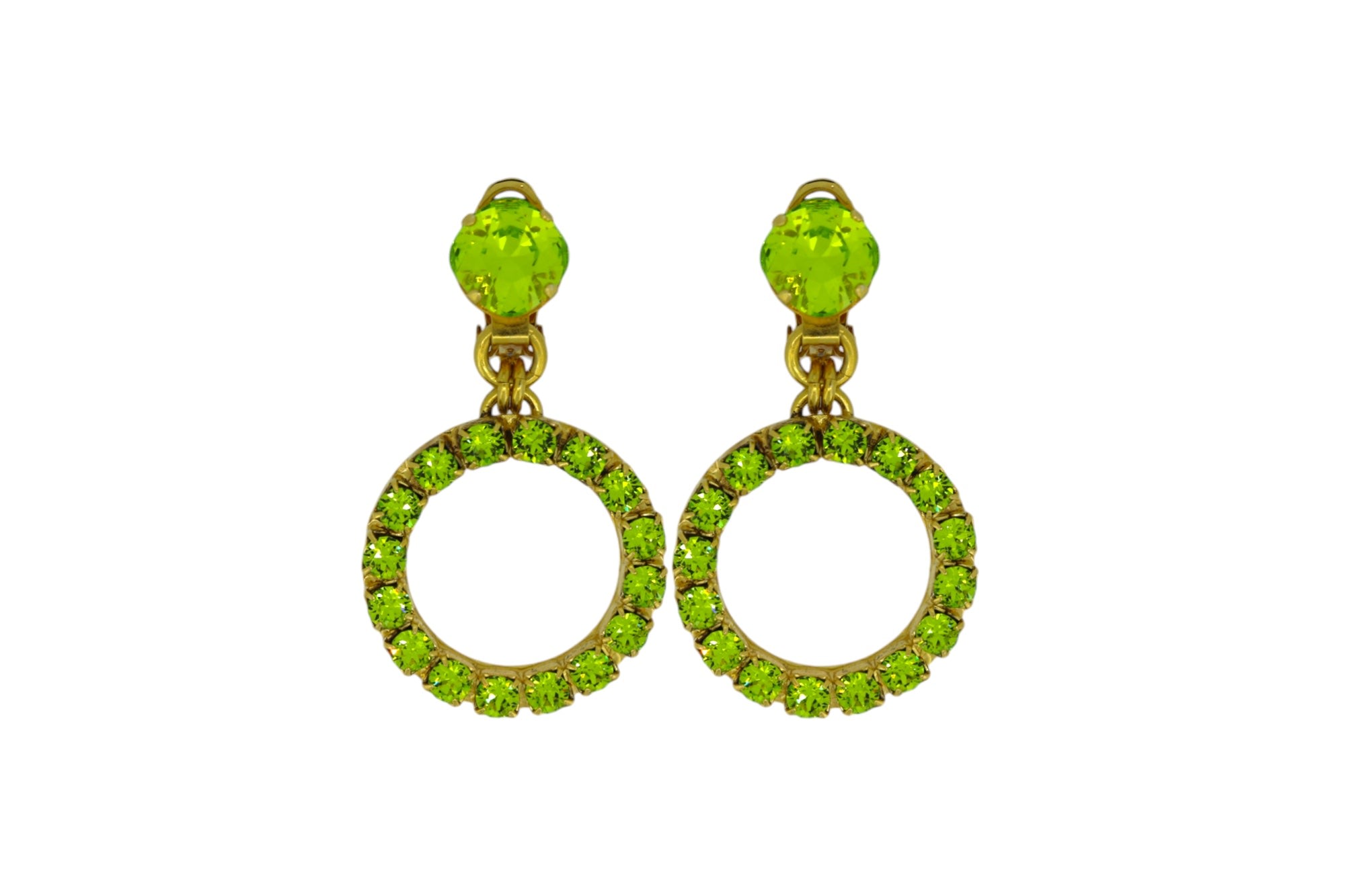 Vickisarge Women's The Small Green Hoop Earrings In Gold - Clip