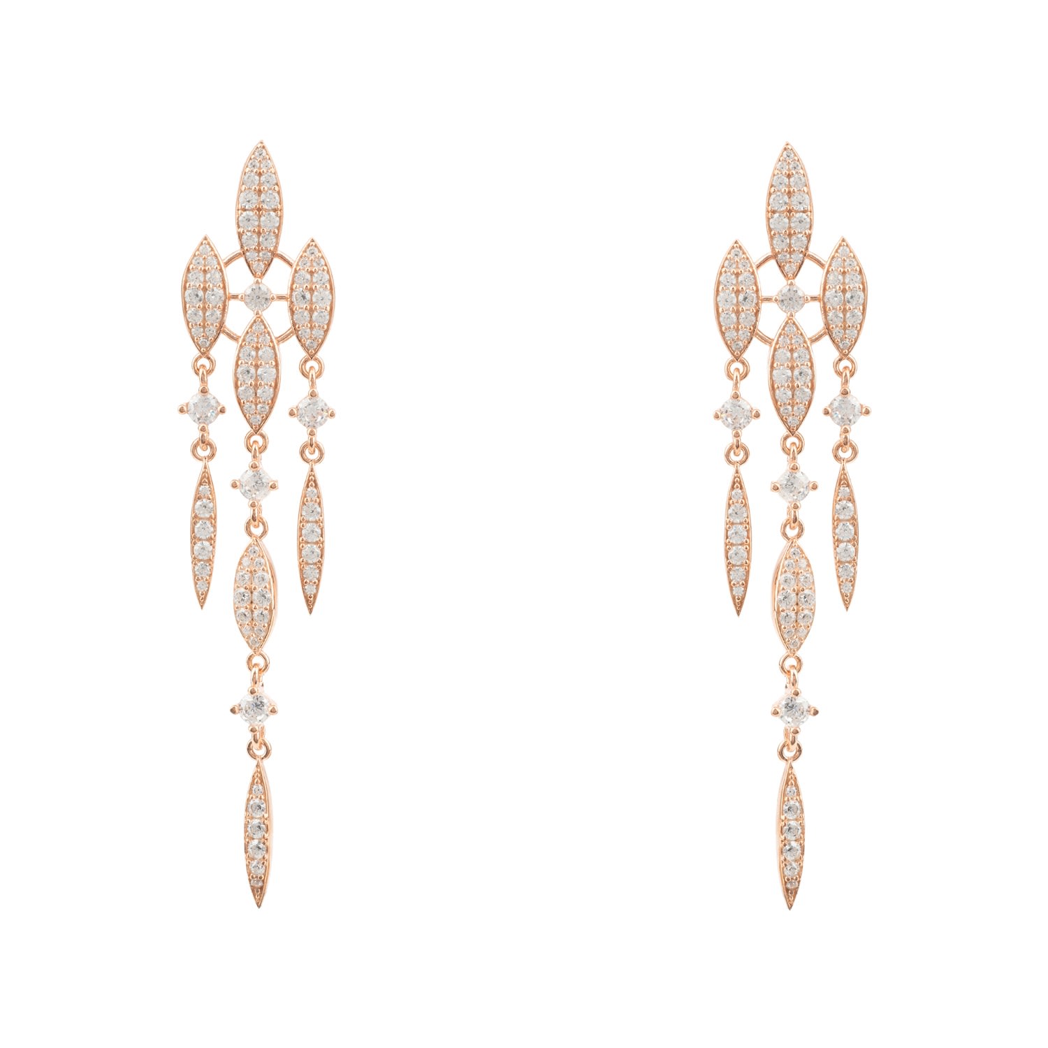 Women’s Rose Gold / White Valencia Statement Drop Earring White Cz Rose Gold Latelita