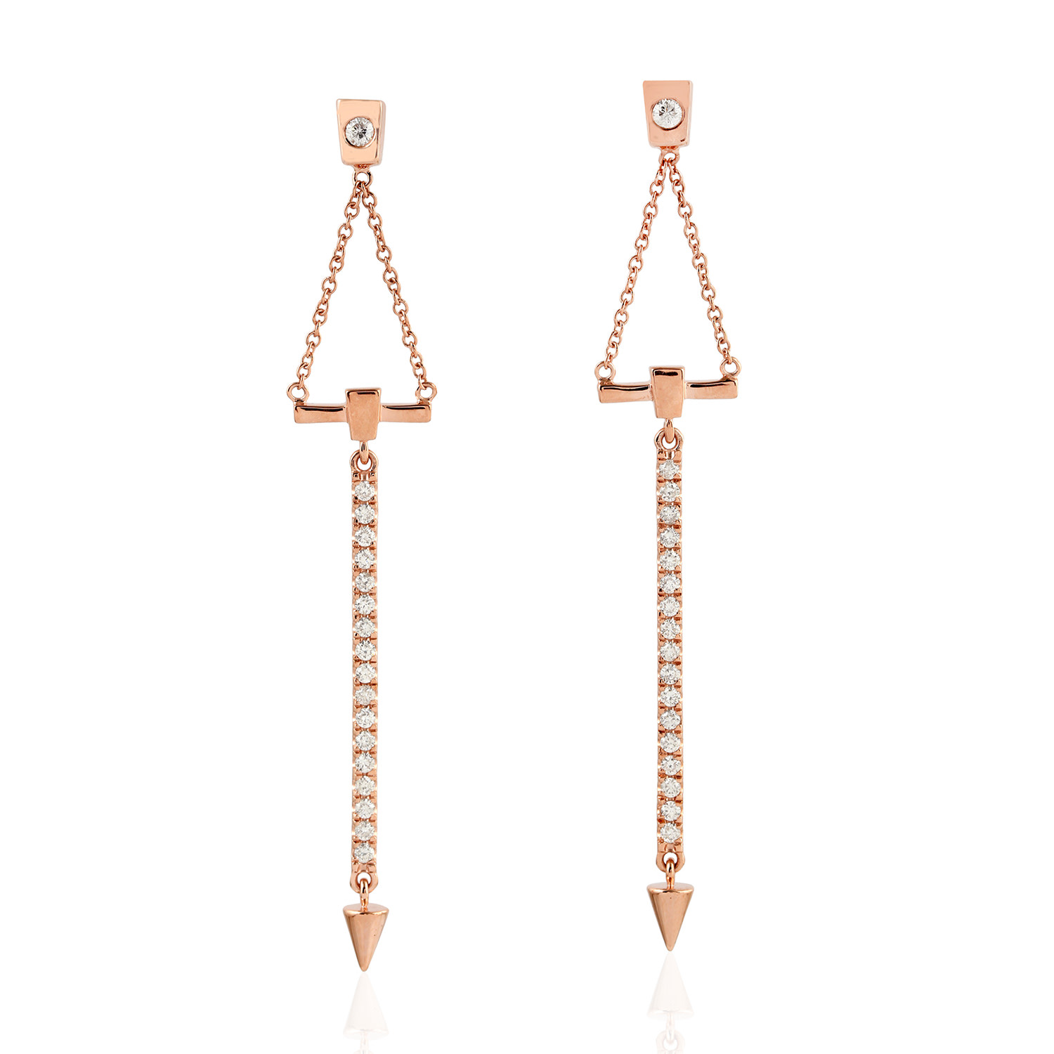 Artisan Women's Rose Gold / White Natural Diamond Drop/dangle Earrings In 18k Rose Gold