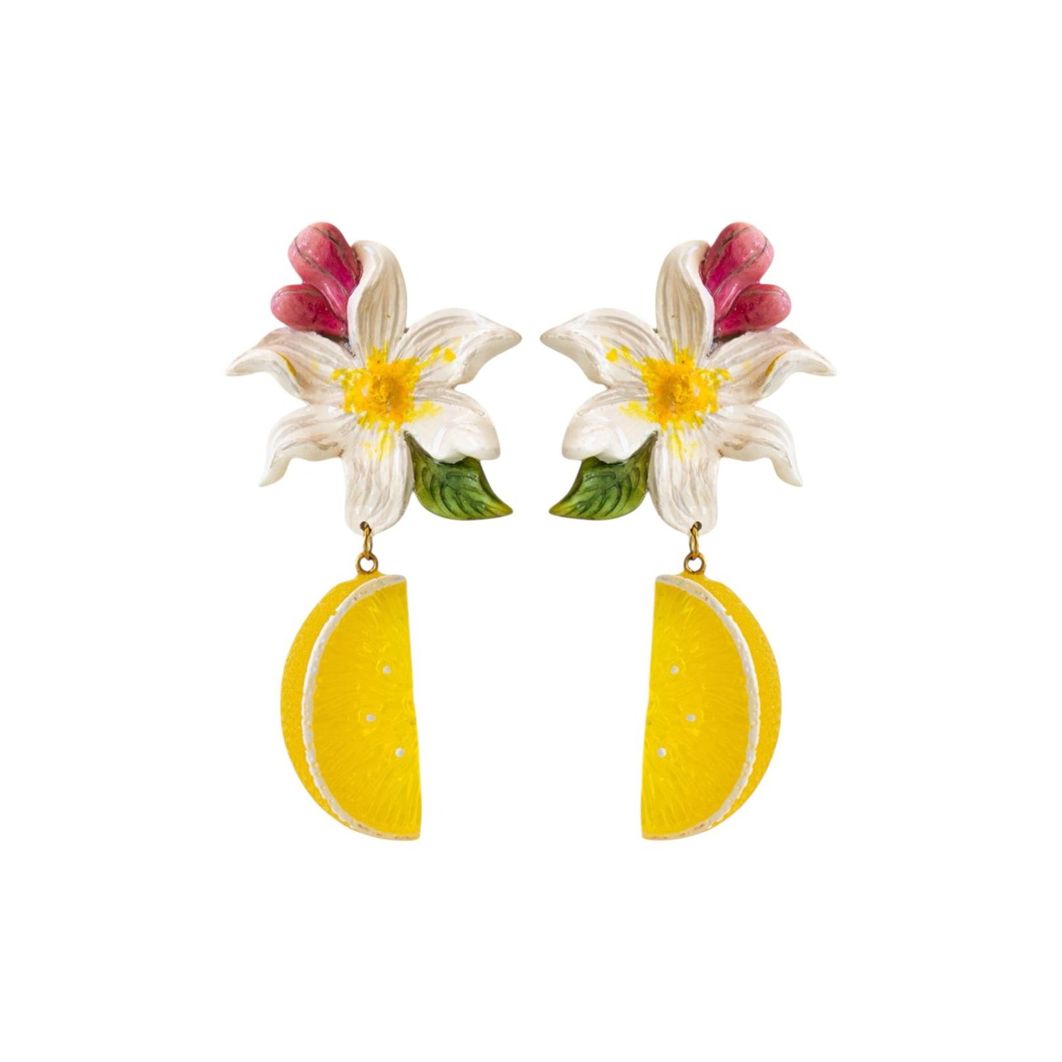 Sunset Magic Studio Women's Yellow / White Vitalia - Lemon Flower Earrings In Multi