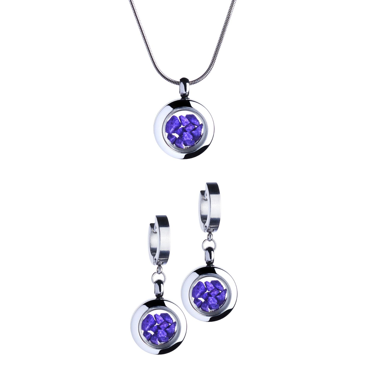 Women's Handmade Jewelry Gift Set With Natural Purple Stones – Mini Necklace & Earrings | My Little Nature