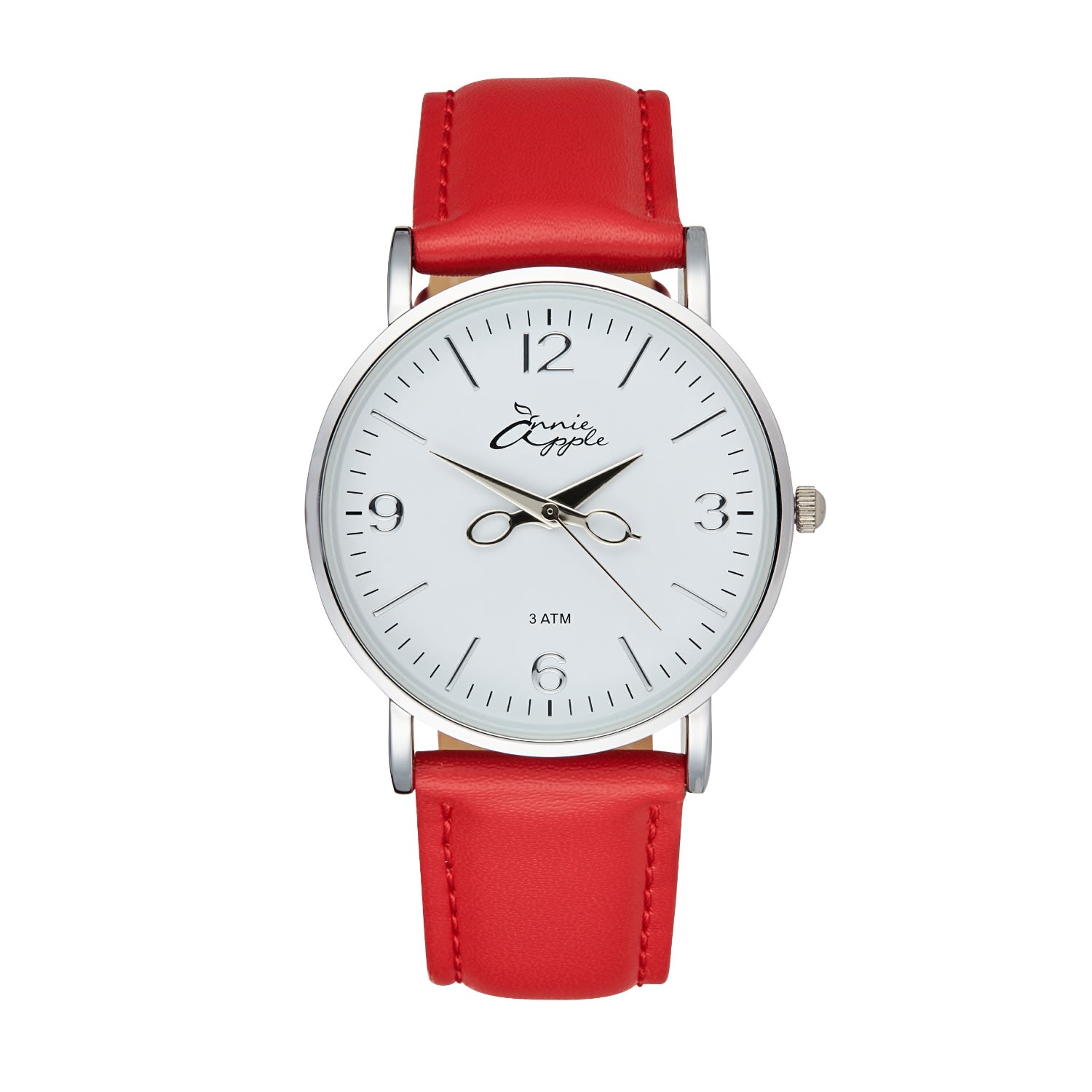 Women’s Annie Apple Silver/Red Leather Scissor Hands Watch Bermuda Watch Company