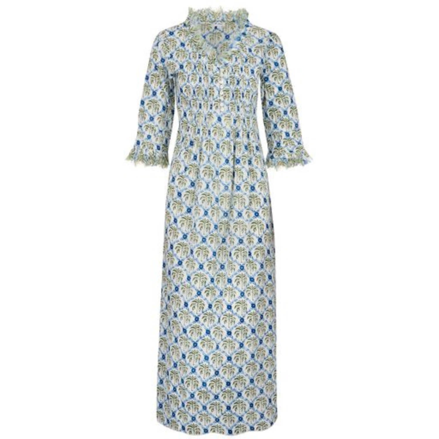 Women’s Cotton Annabel Maxi Dress In Palm Trellis Small At Last...