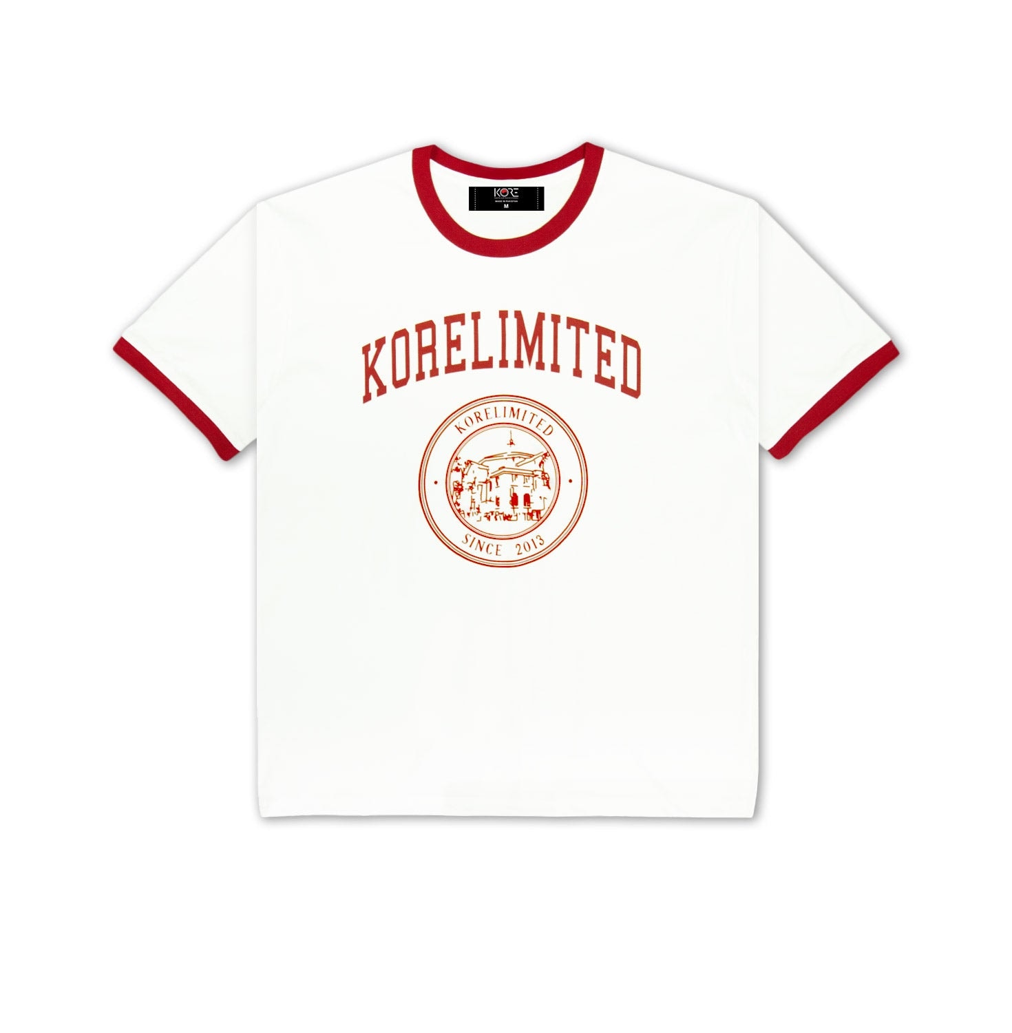 Korelimited Men's Cropped Ringer Tee In White And Red In White